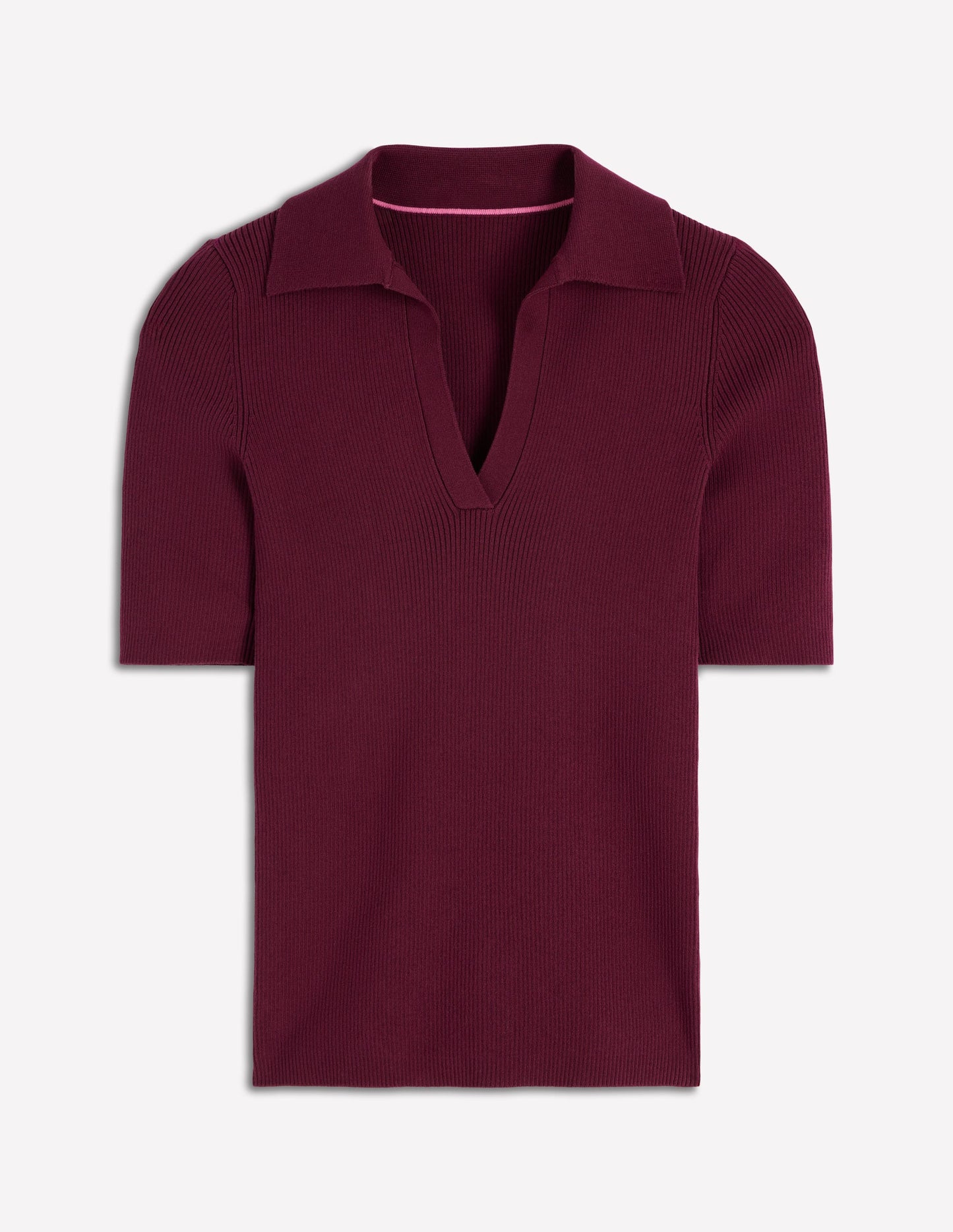 Rib Henley Top-Deep Wisteria
