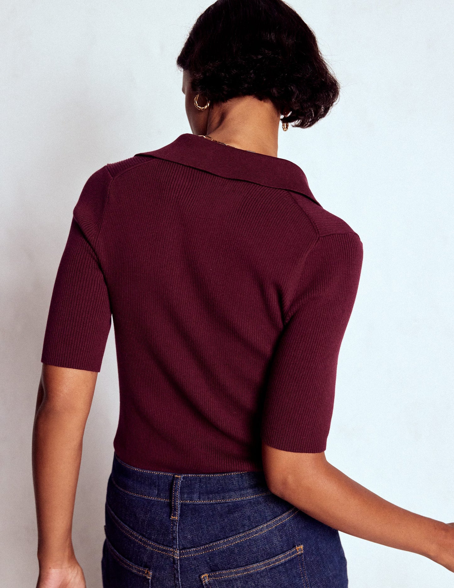Rib Henley Top-Deep Wisteria