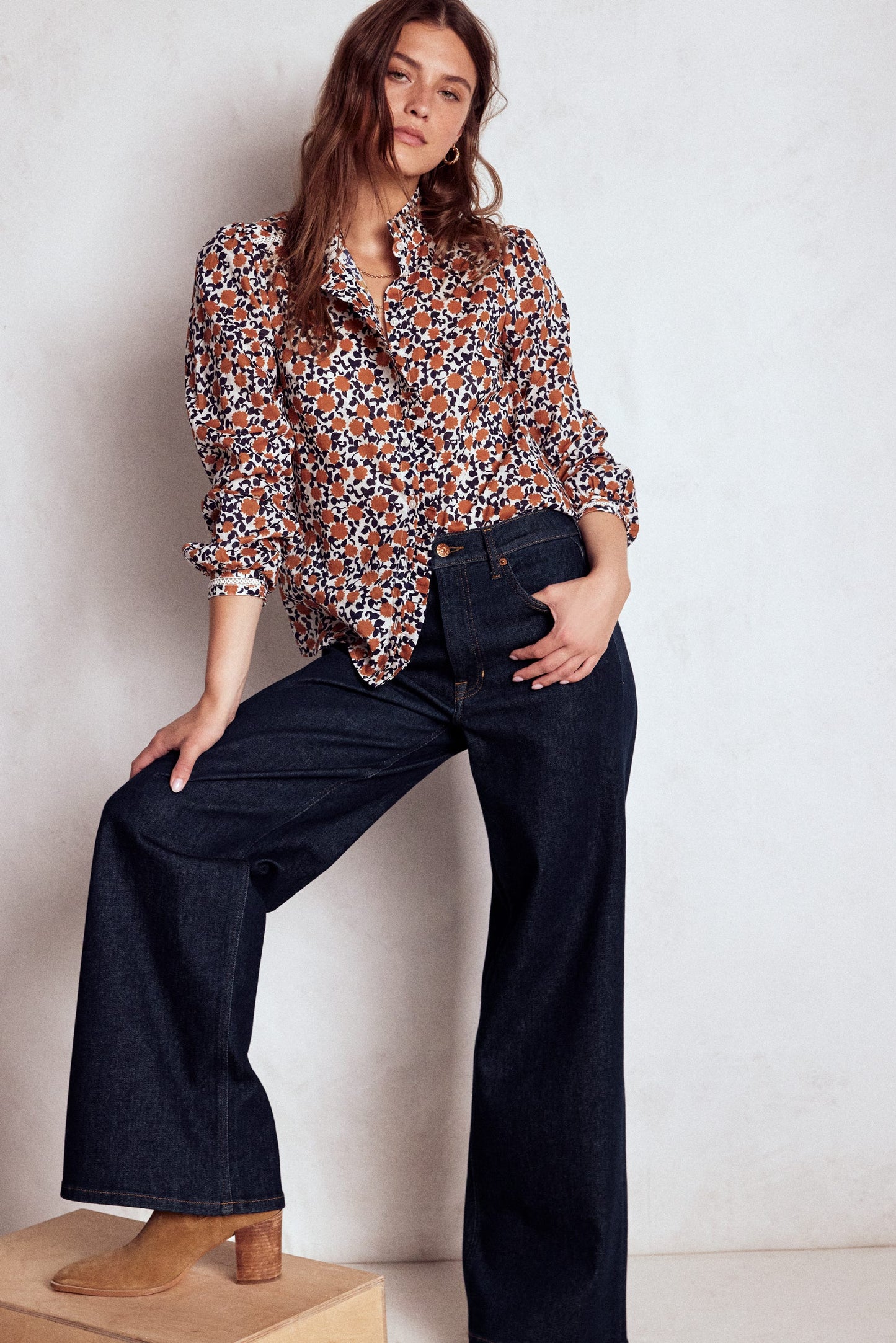 High Rise Wide Leg Jeans-Indigo Rinse