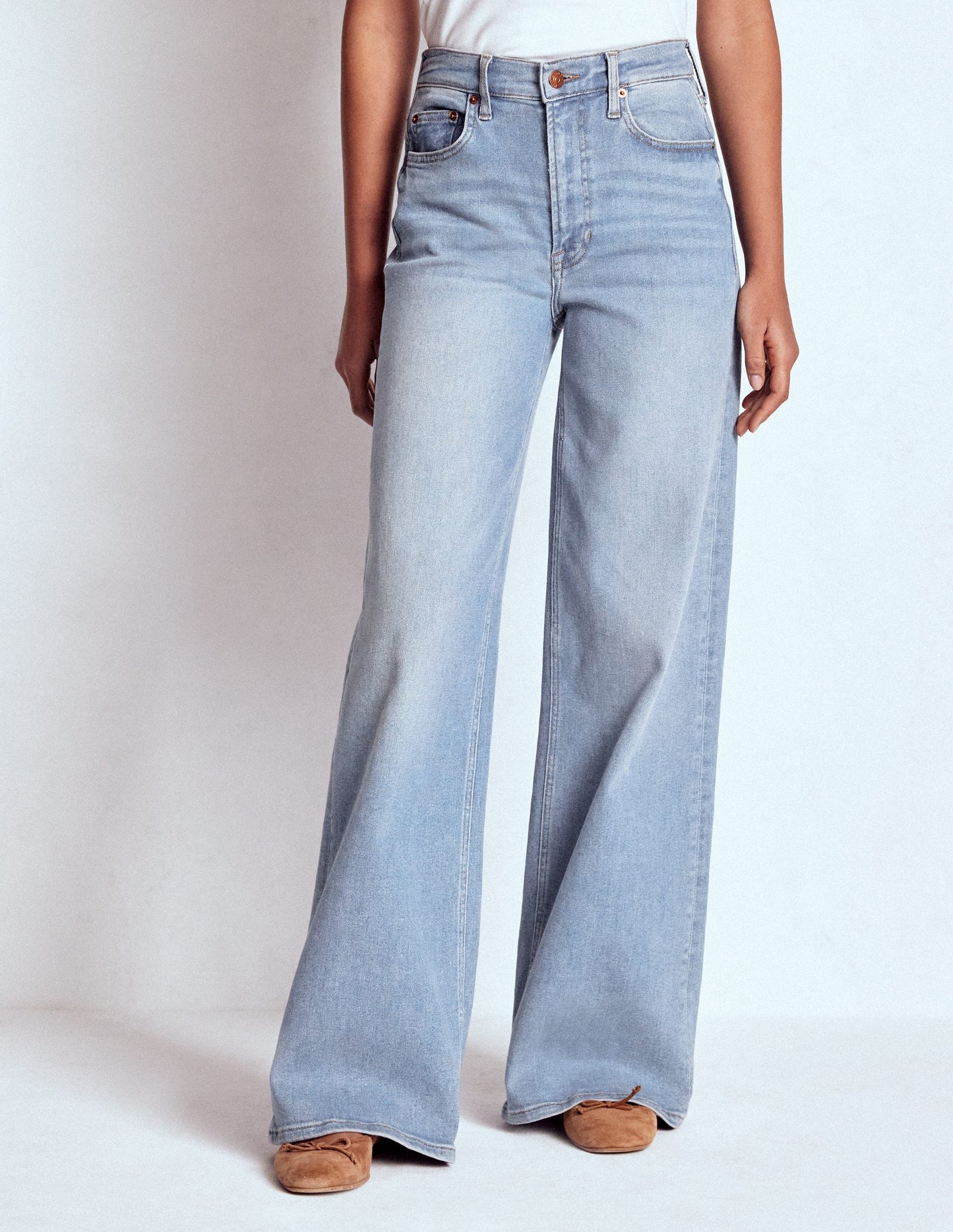 High Rise Wide Leg Jeans-Light Vintage