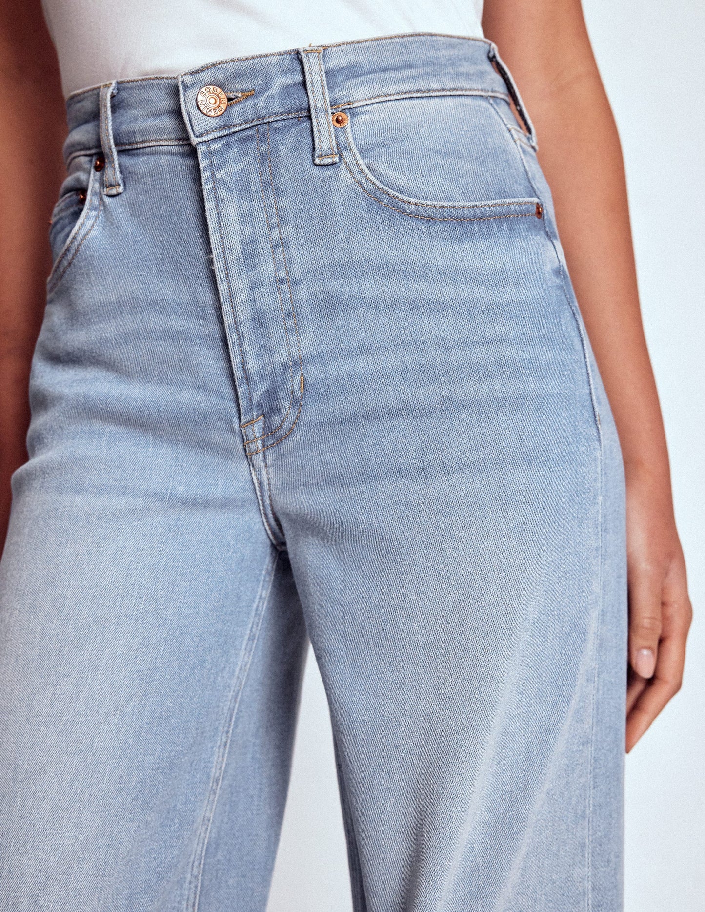 High Rise Wide Leg Jeans-Light Vintage