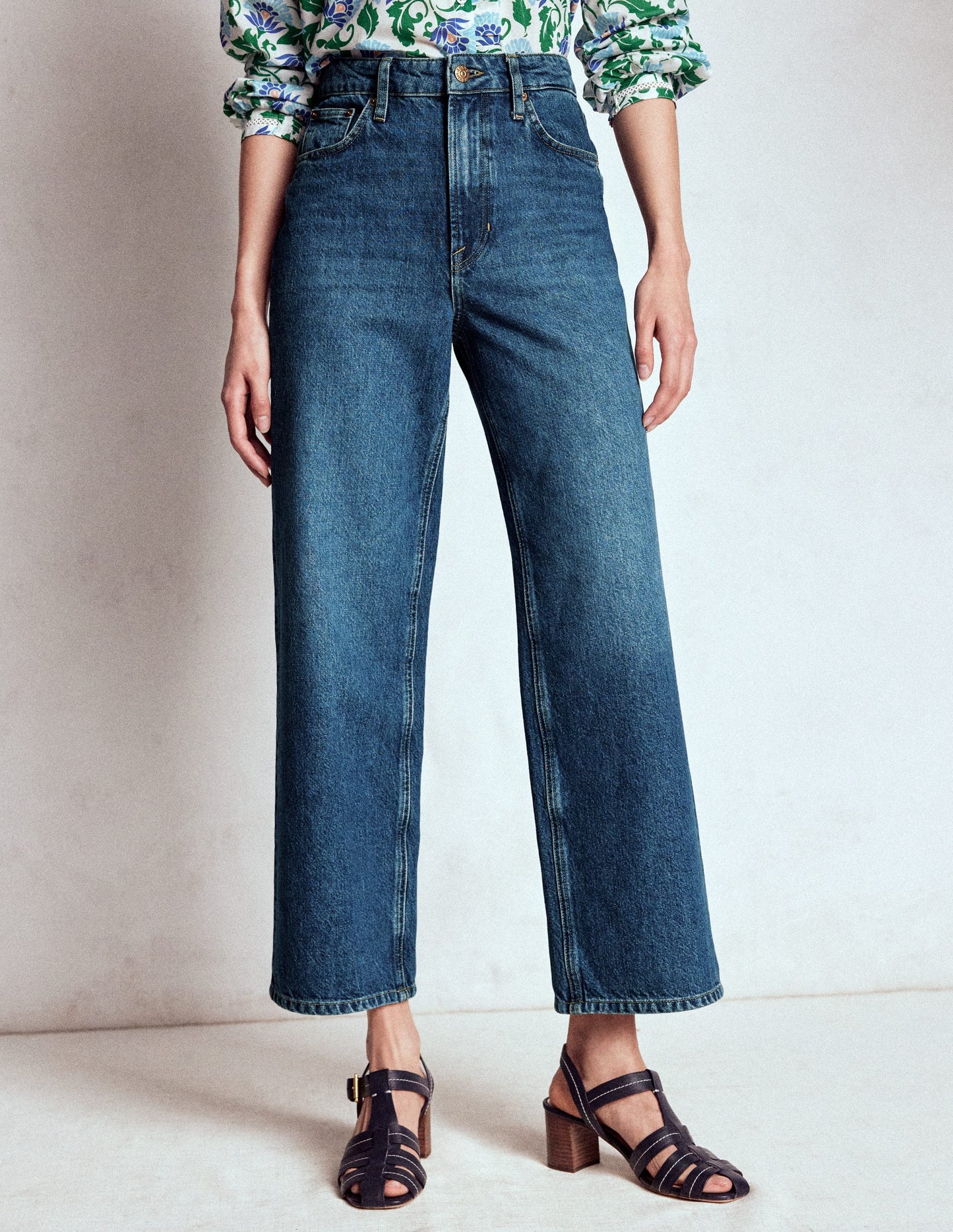 High Rise Straight Crop Jeans-Mid Vintage