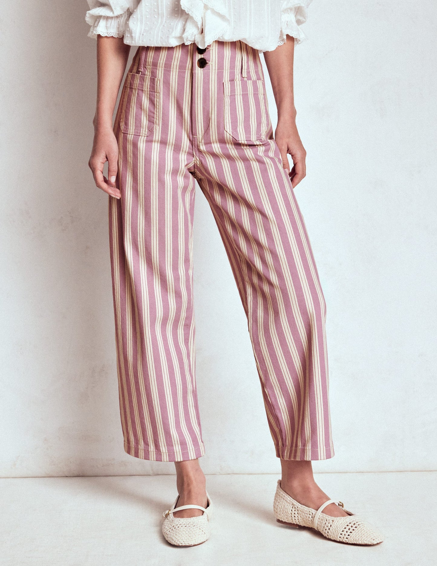 Primrose Patch Pocket Trousers-Lilac Tram Stripe