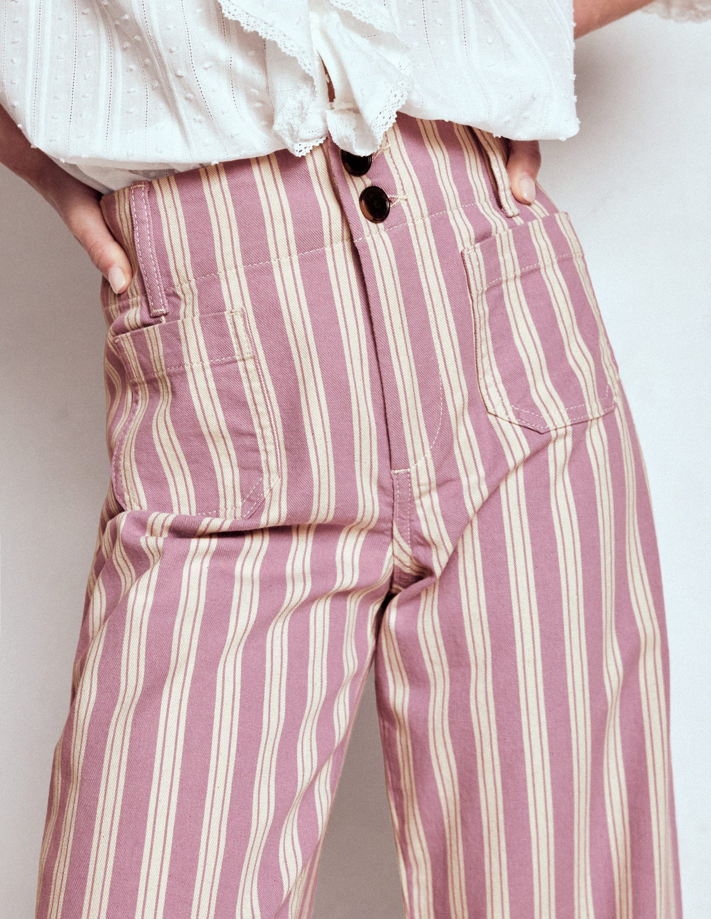 Primrose Patch Pocket Trousers-Lilac Tram Stripe