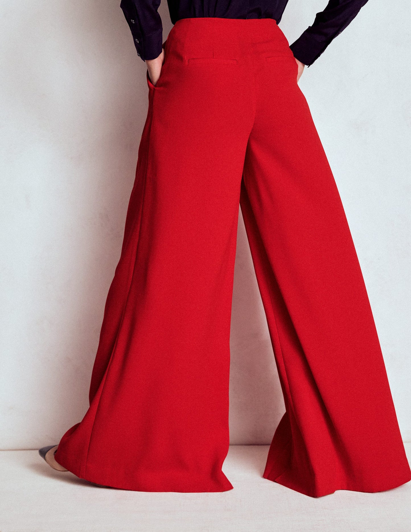 Regent Wide Leg Trousers-Poppy Red