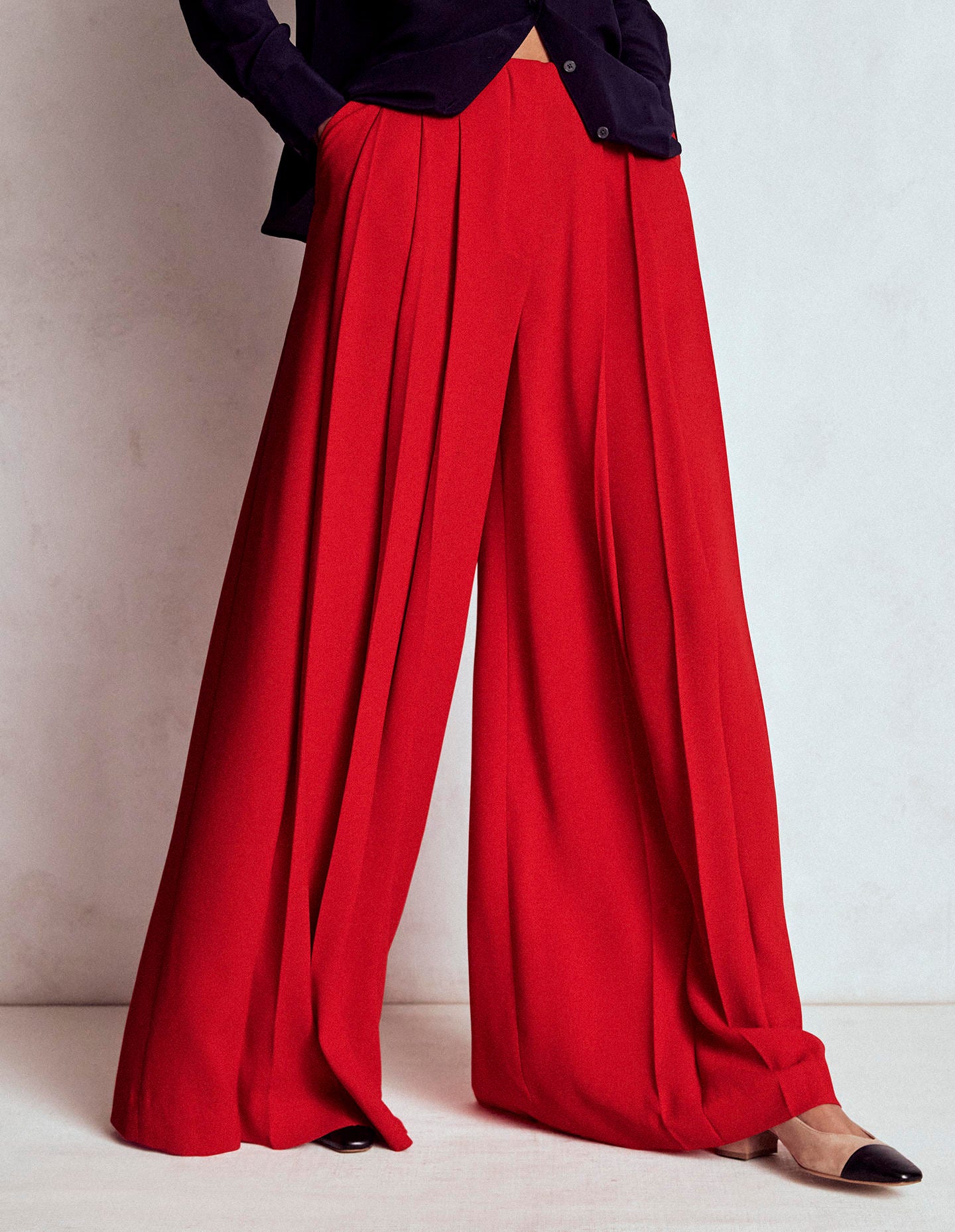 Regent Wide Leg Trousers-Poppy Red
