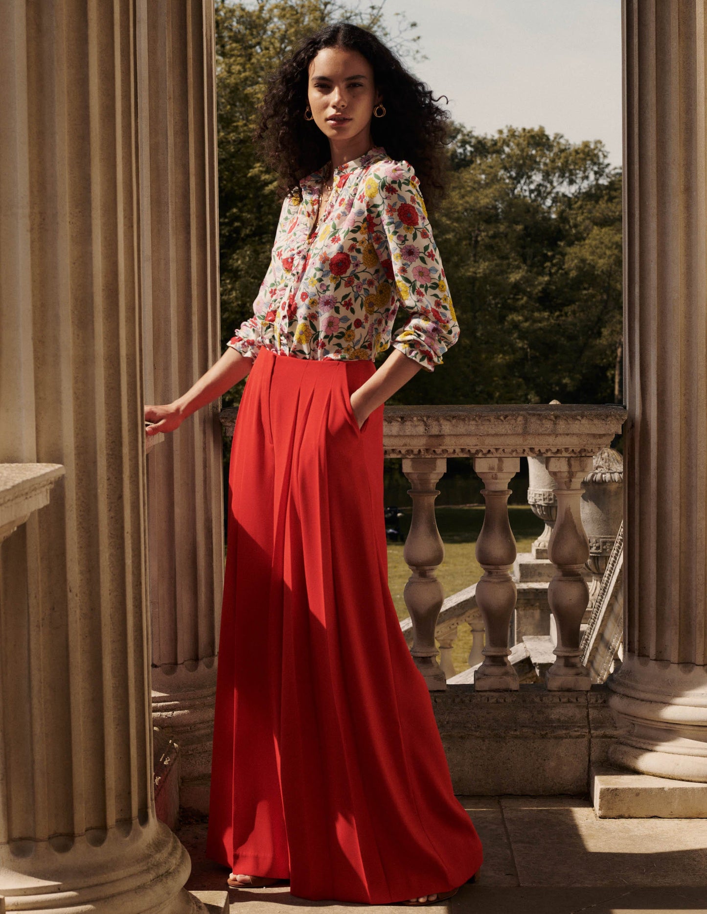 Regent Wide Leg Trousers-Poppy Red