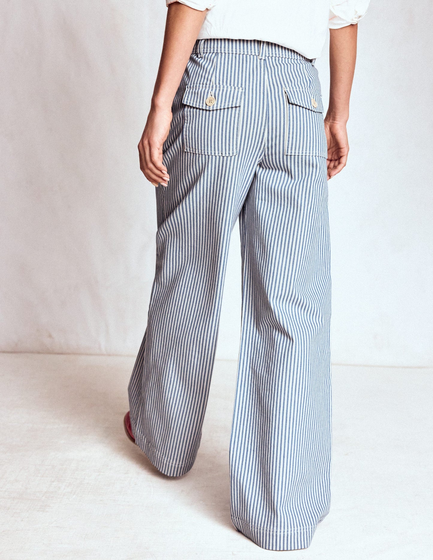 Brompton Wide Leg Trousers-Blue Stripe