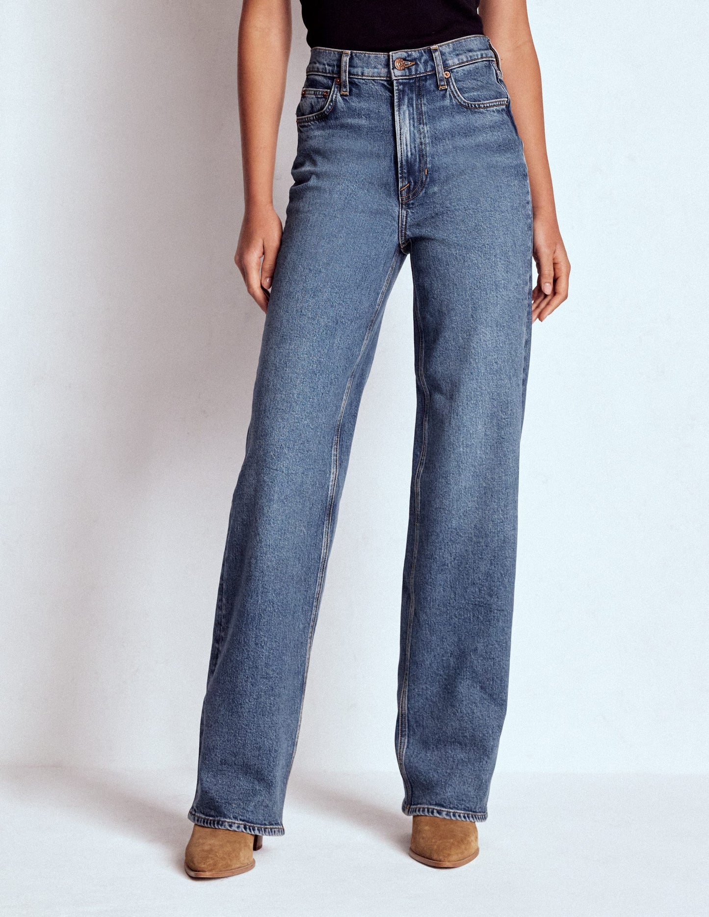 High Rise Column Leg Jeans-Mid Vintage