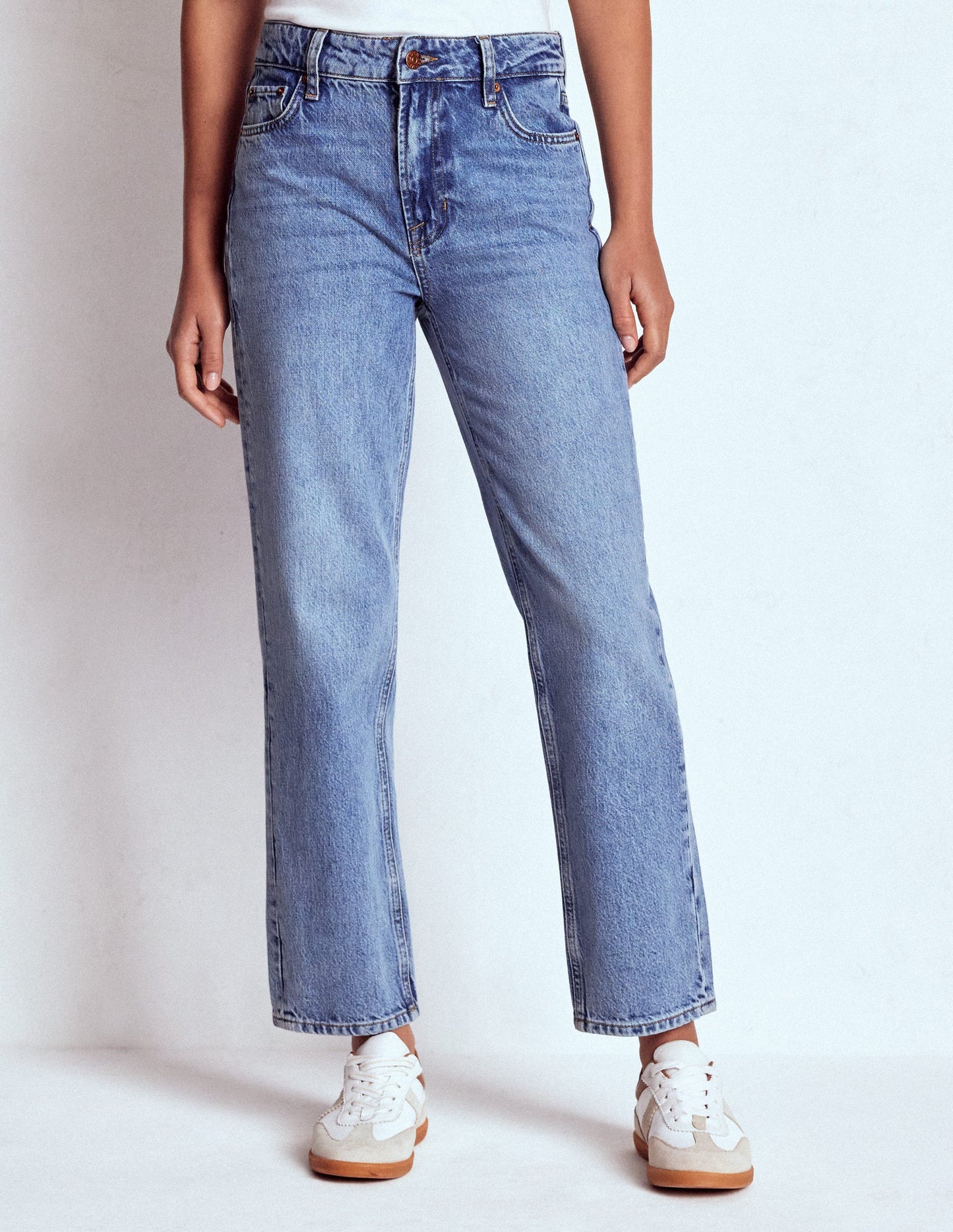 High Rise Rigid Straight Jeans-Light Vintage