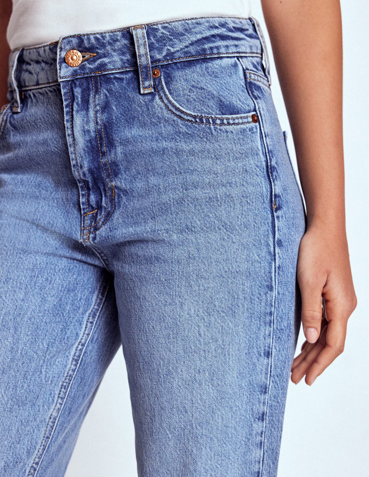 High Rise Rigid Straight Jeans-Light Vintage