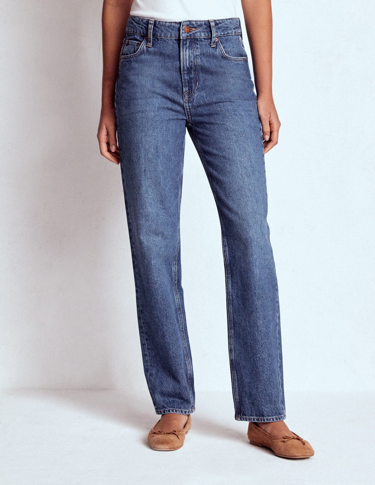 High Rise Rigid Straight Jeans-Mid Vintage