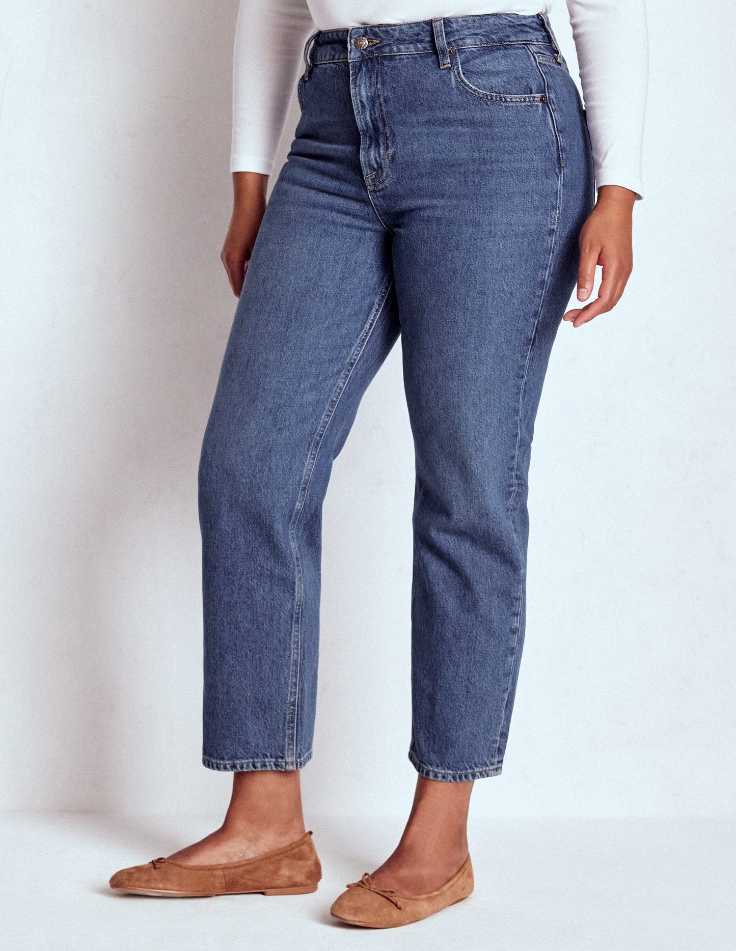 High Rise Rigid Straight Jeans-Mid Vintage