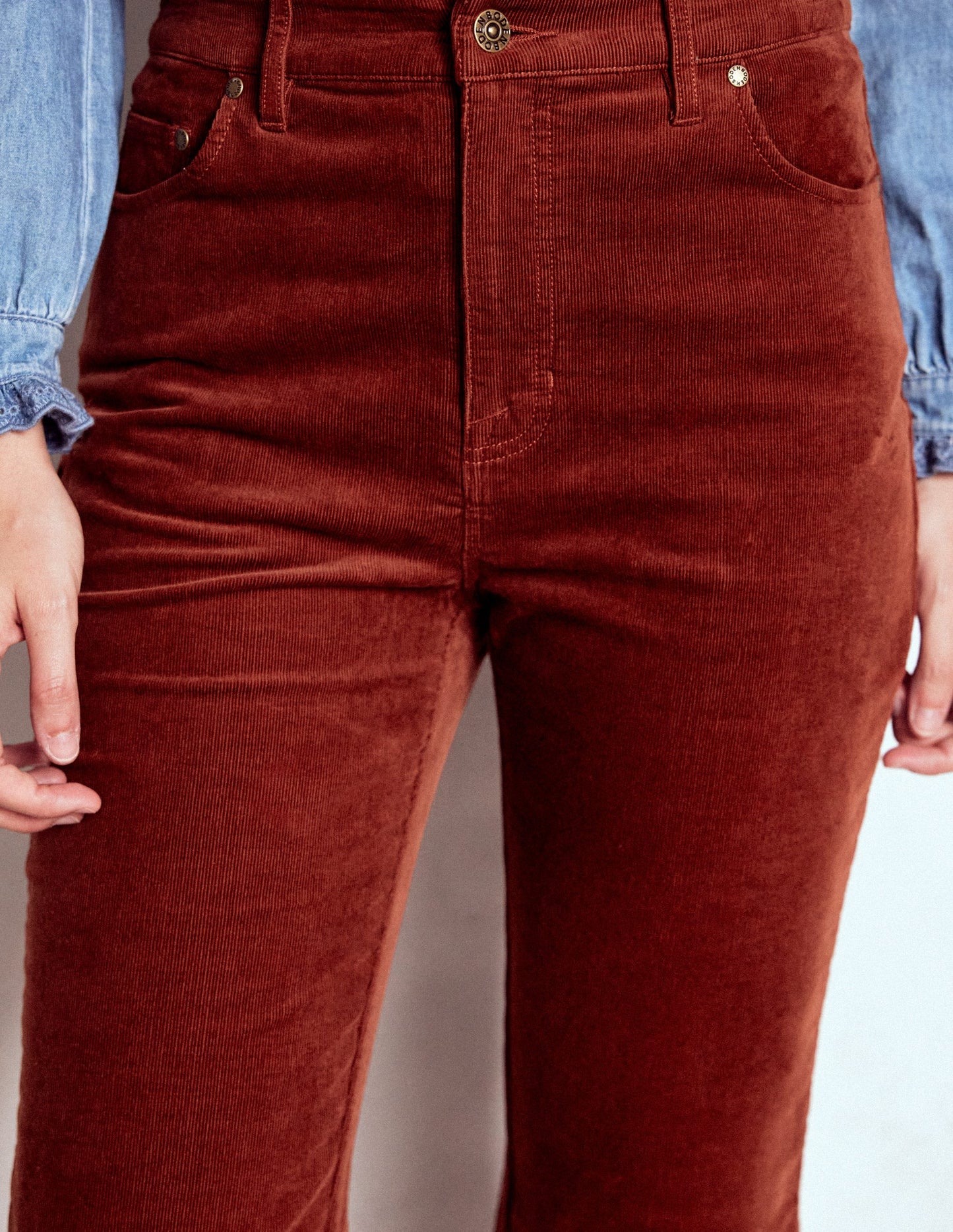 5-Pocket Cord Kick Jeans-Fired Brick