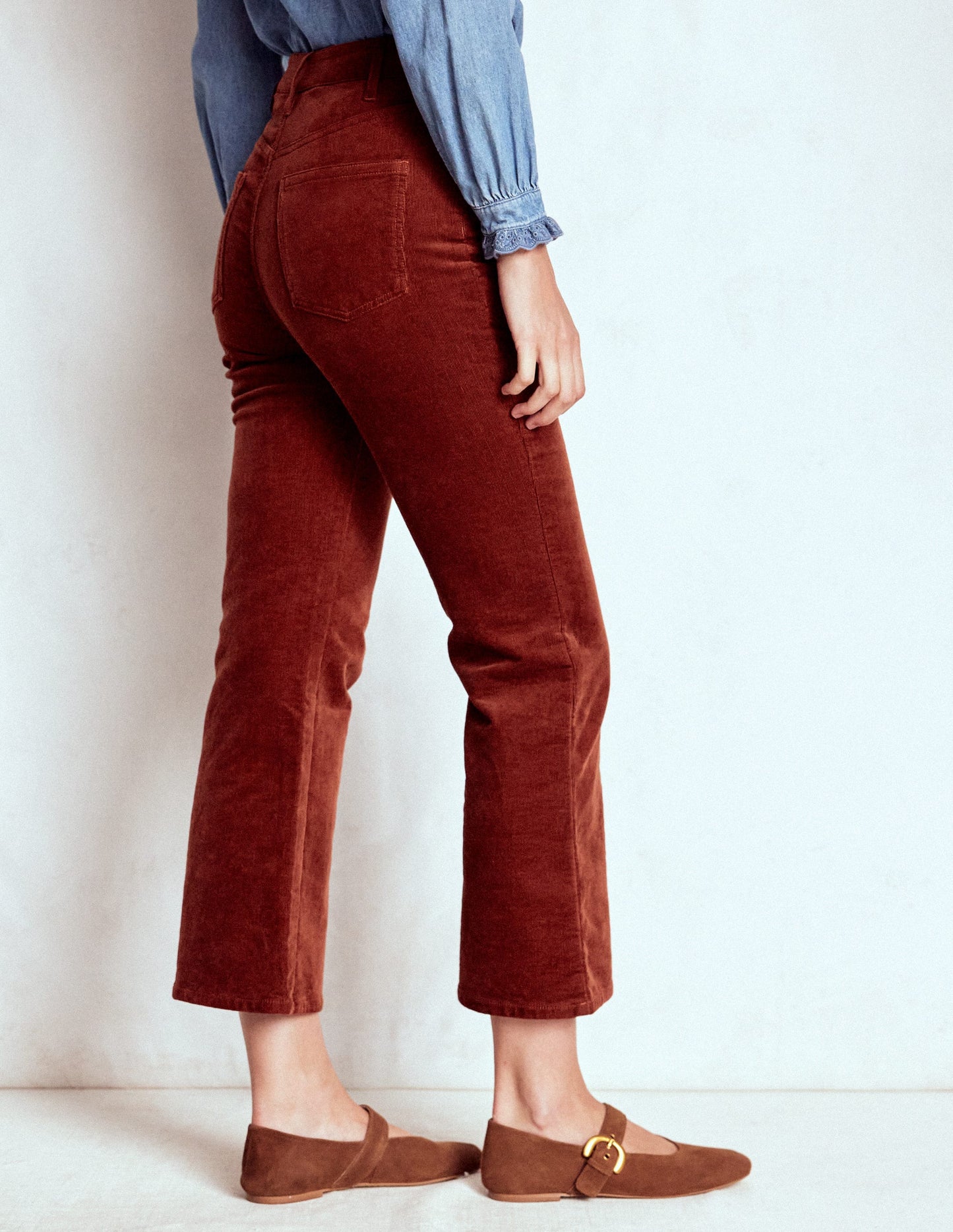 5-Pocket Cord Kick Jeans-Fired Brick