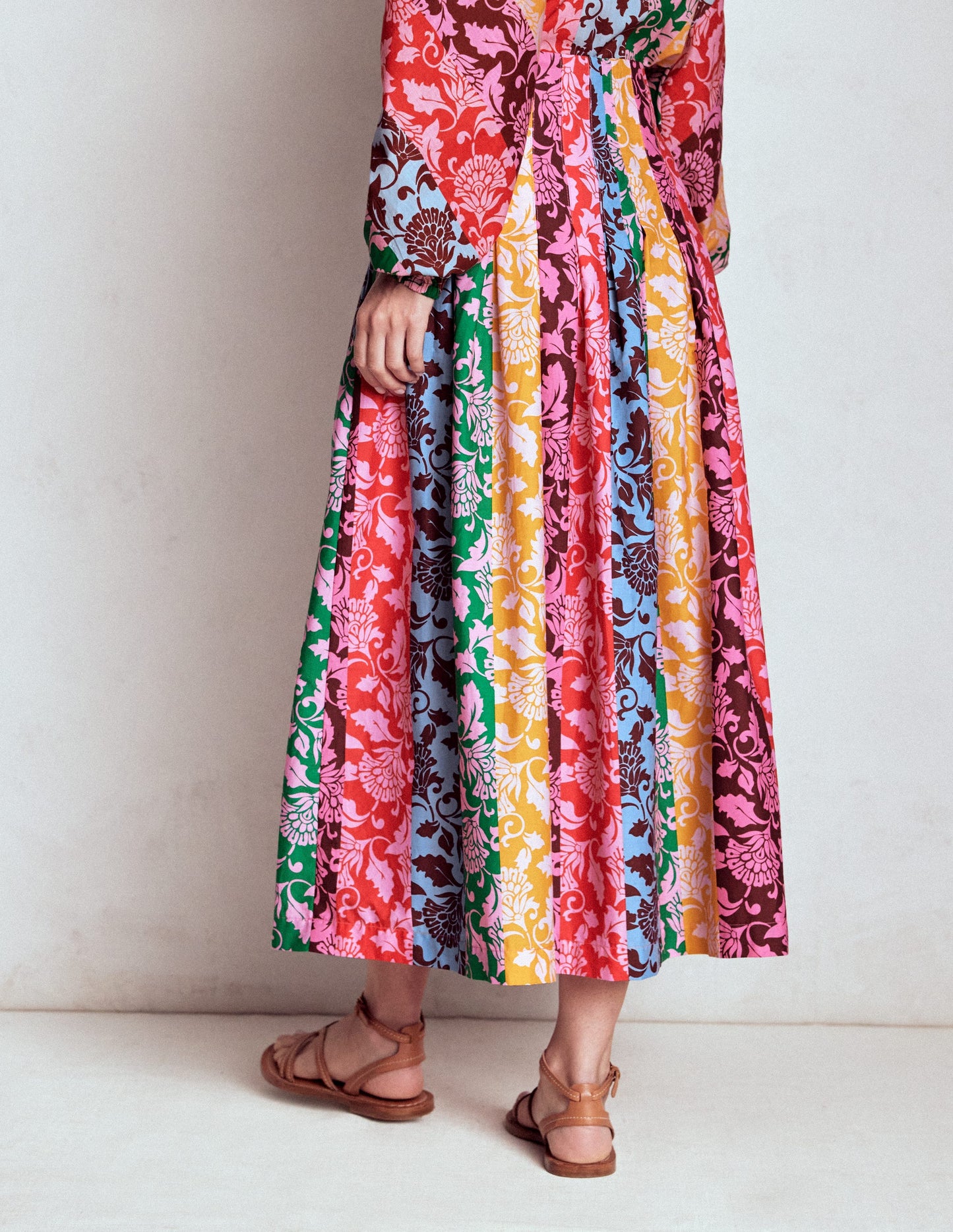 Valentina Poplin Midi Skirt-Multi, Ornate Vine Hotch