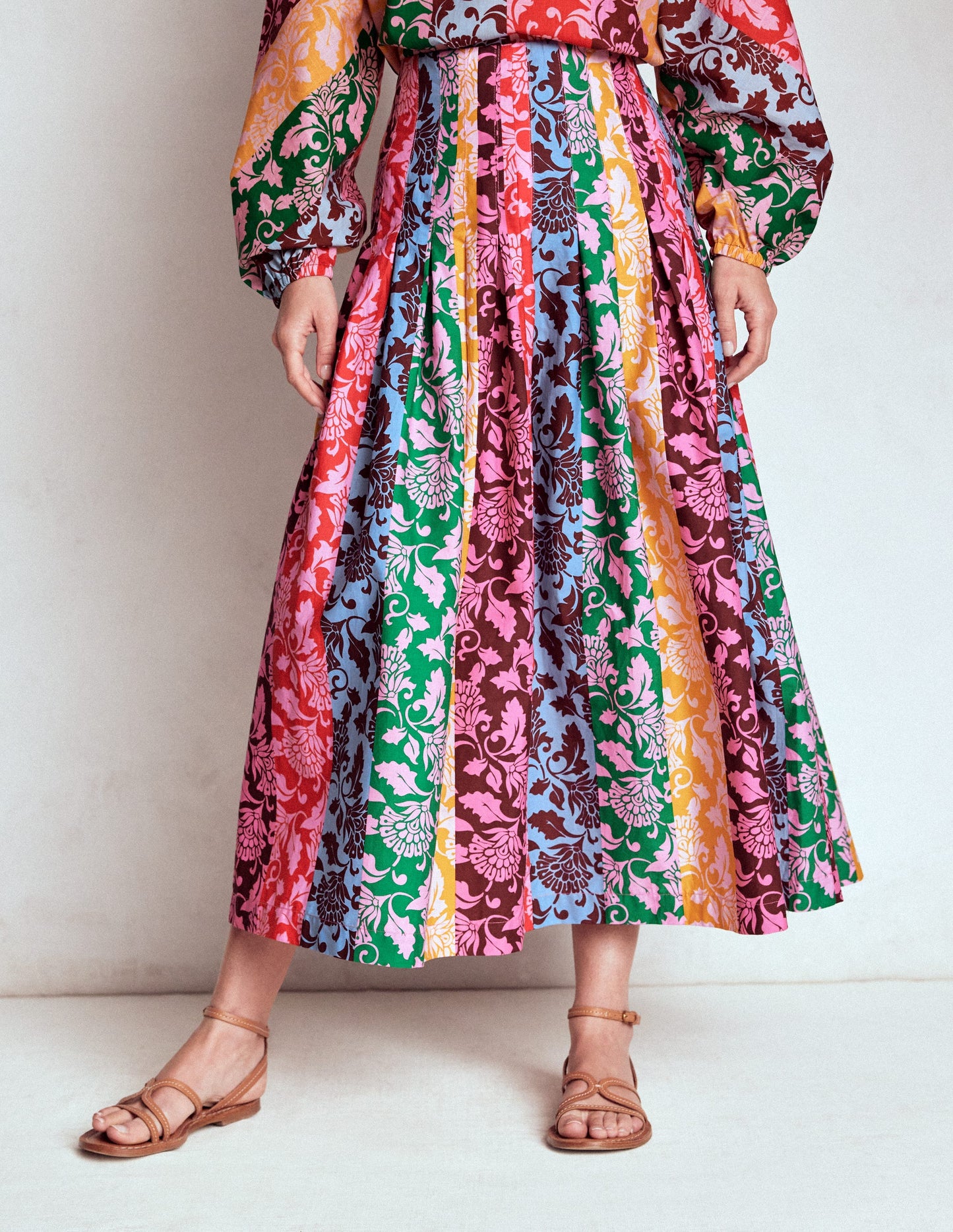 Valentina Poplin Midi Skirt-Multi, Ornate Vine Hotch