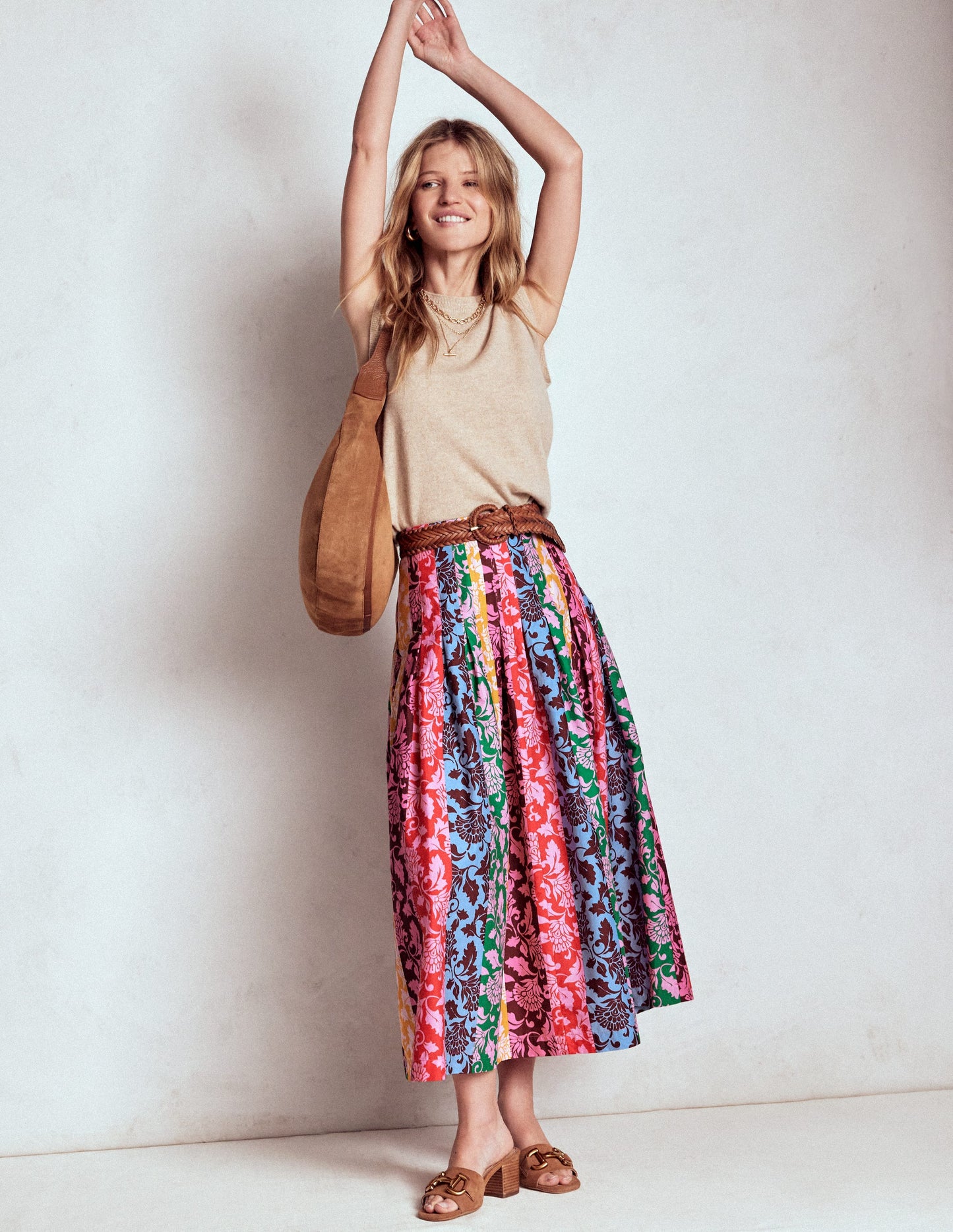 Valentina Poplin Midi Skirt-Multi, Ornate Vine Hotch
