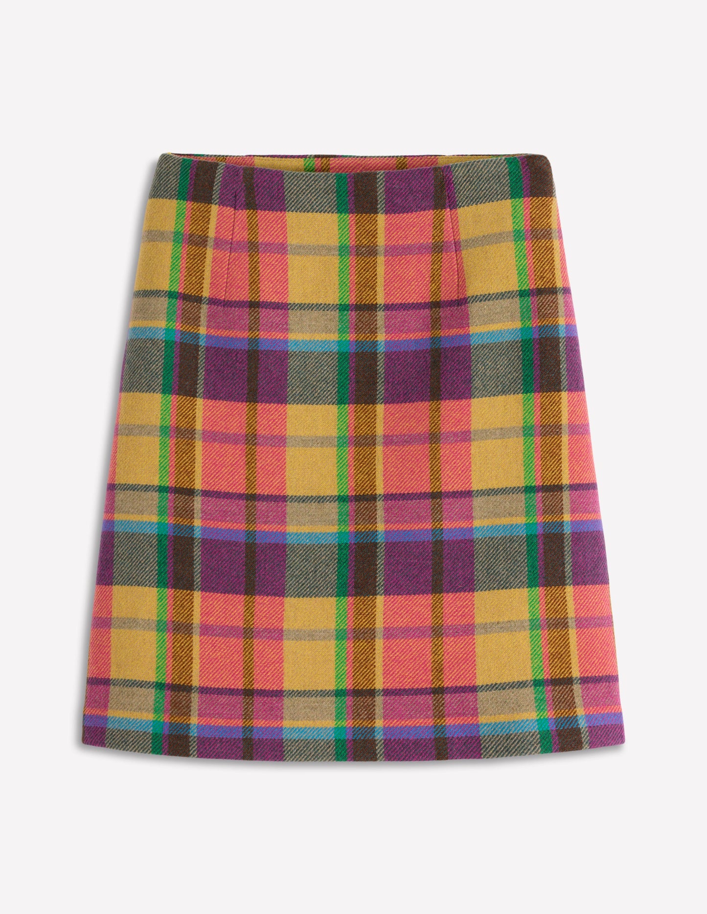 Gia Wool Skirt-Yellow, Pink and Green Check