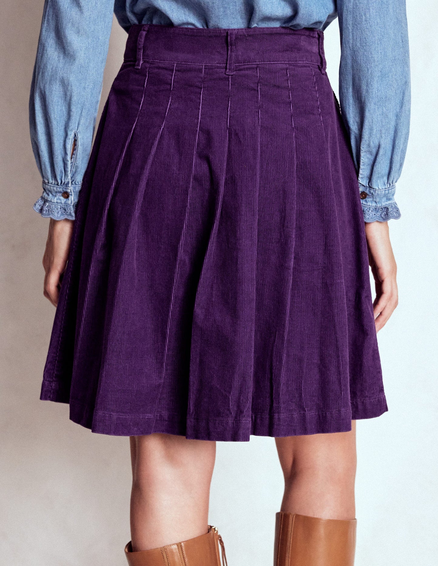 Pleated Cord Skirt-Mystical Purple