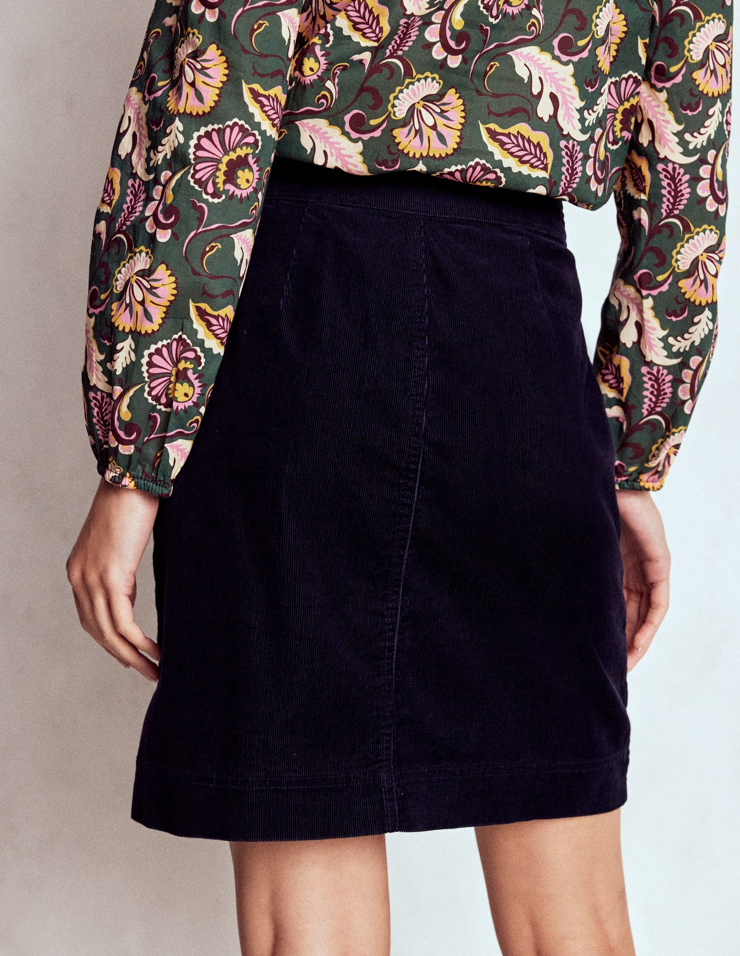 Cecelia Cord Skirt-Navy