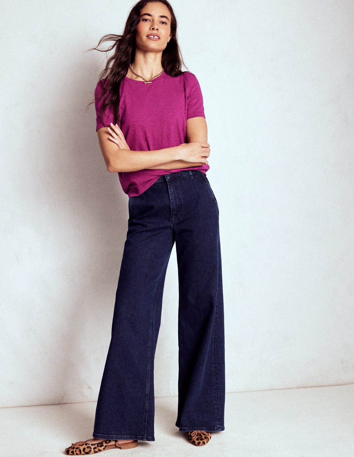 Cotton Puff Sleeve T-Shirt-Rich Magenta