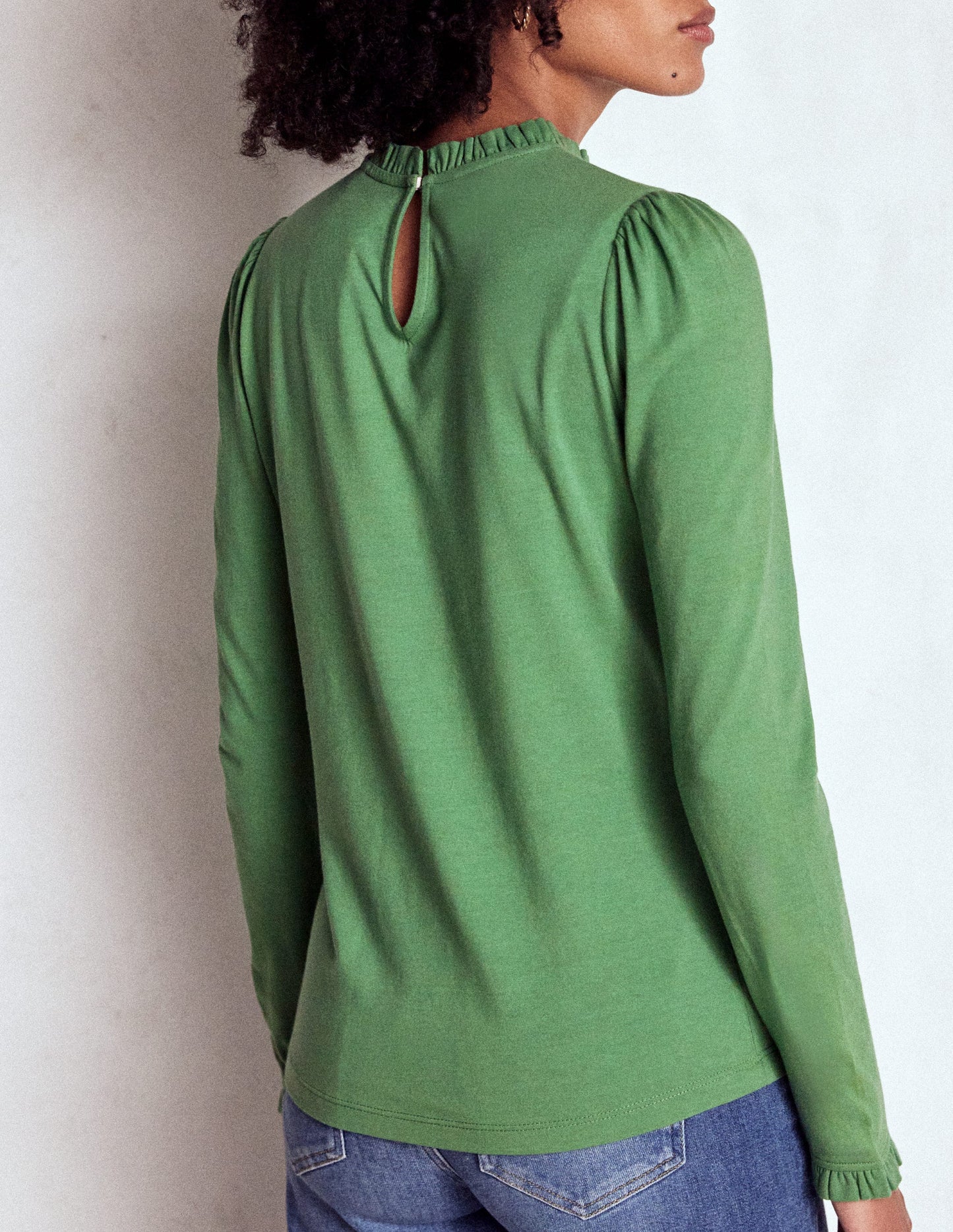 Supersoft Frill Detail Top-Newt Green