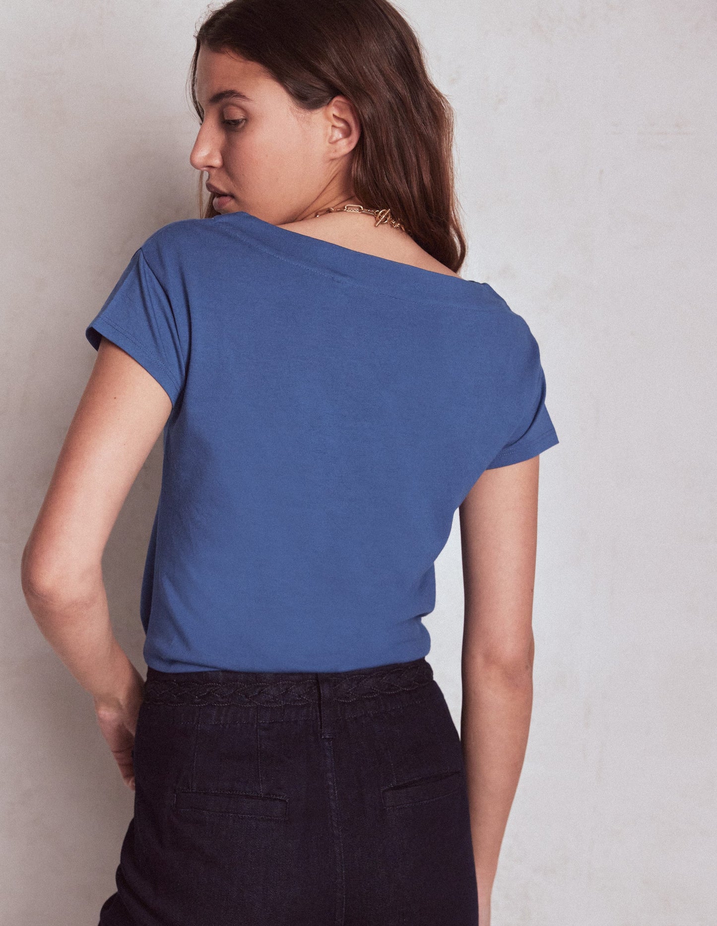 Supersoft Boat Neck T-Shirt-Denim Blue