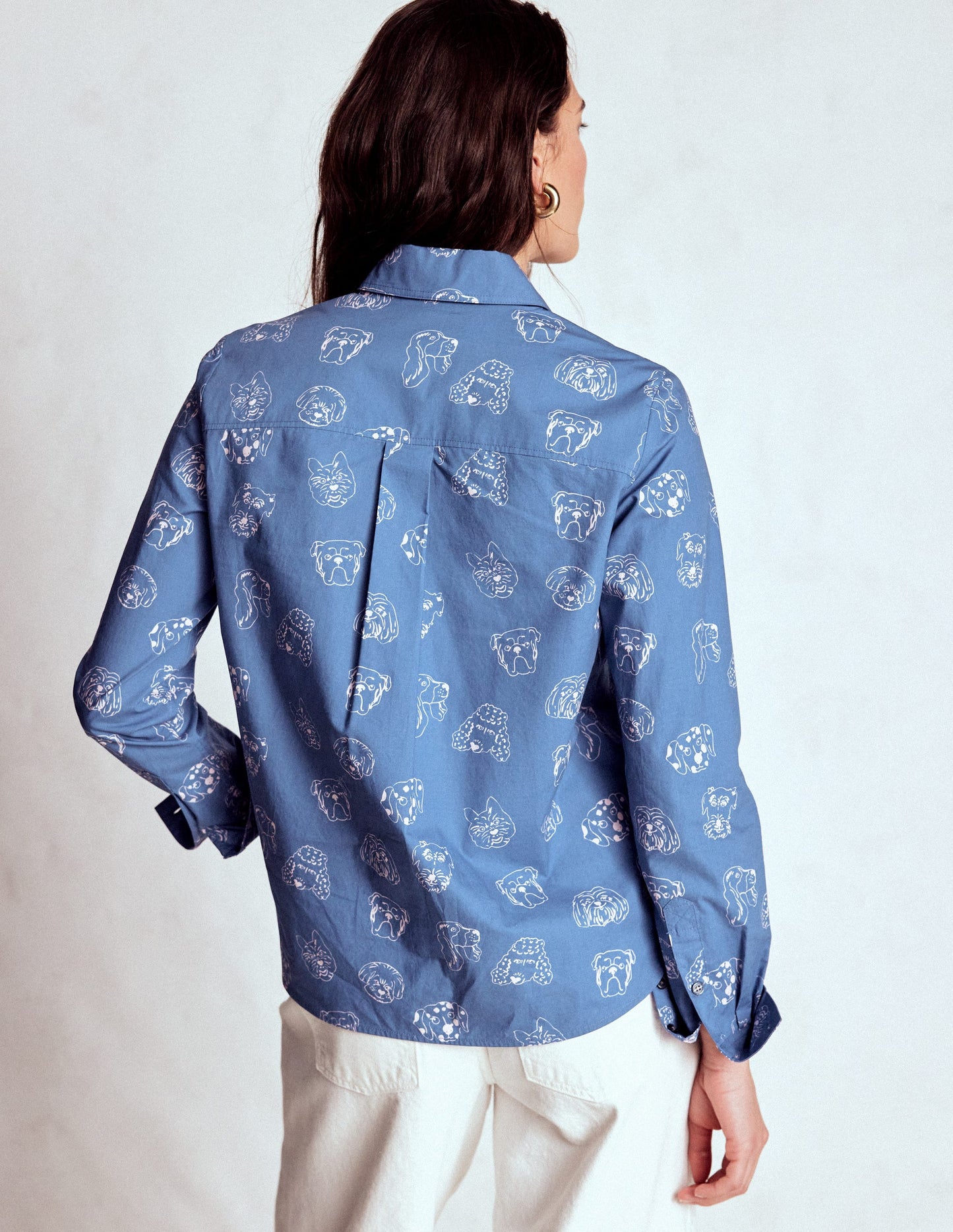 Sienna Cotton Shirt-Blue, Multi Dogs