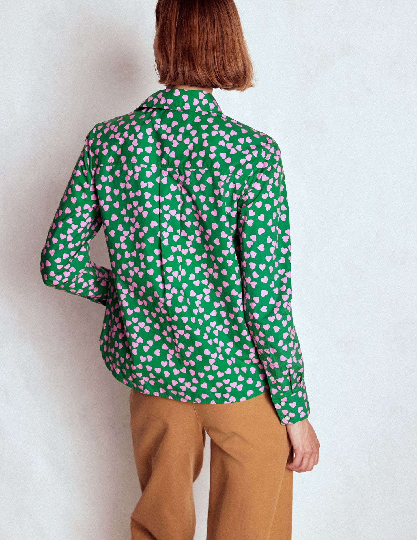 Sienna Cotton Shirt-Highland Green, Heart Cascade