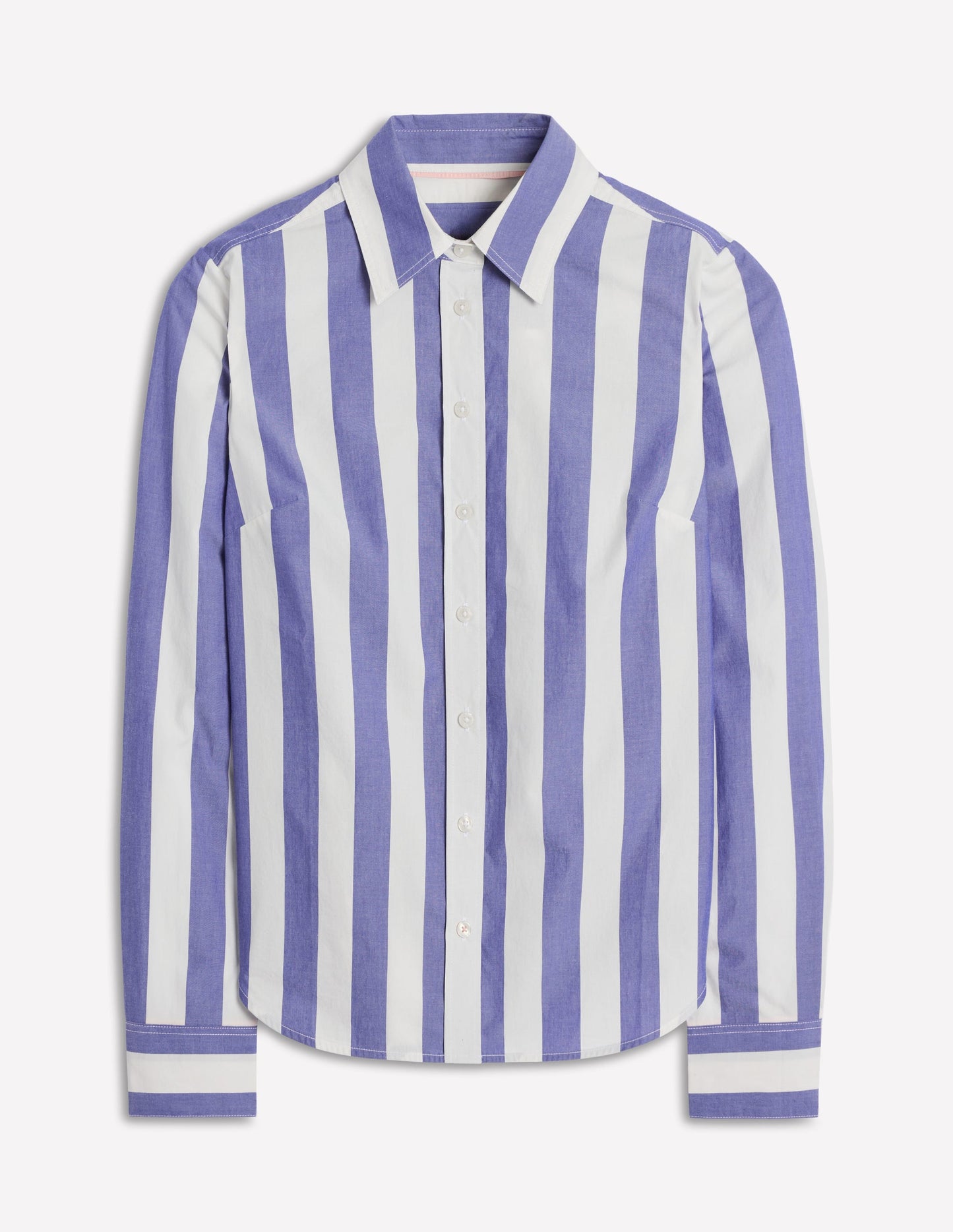 Sienna Cotton Shirt-Bright Blue and Ivory Stripe