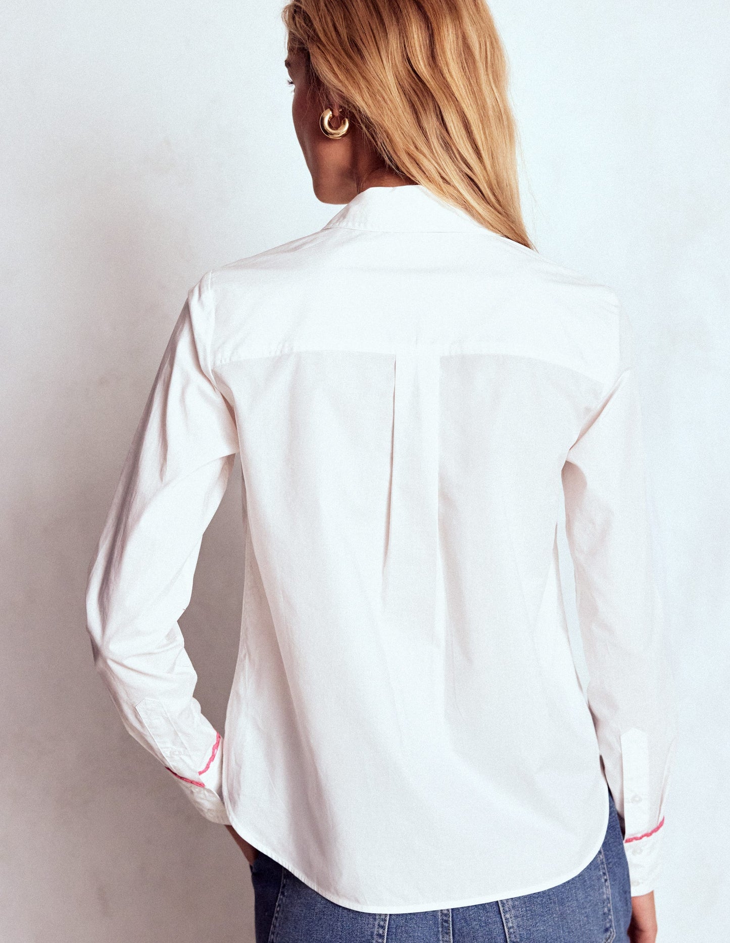 Sienna Interest Cotton Shirt-White, Multi Trim