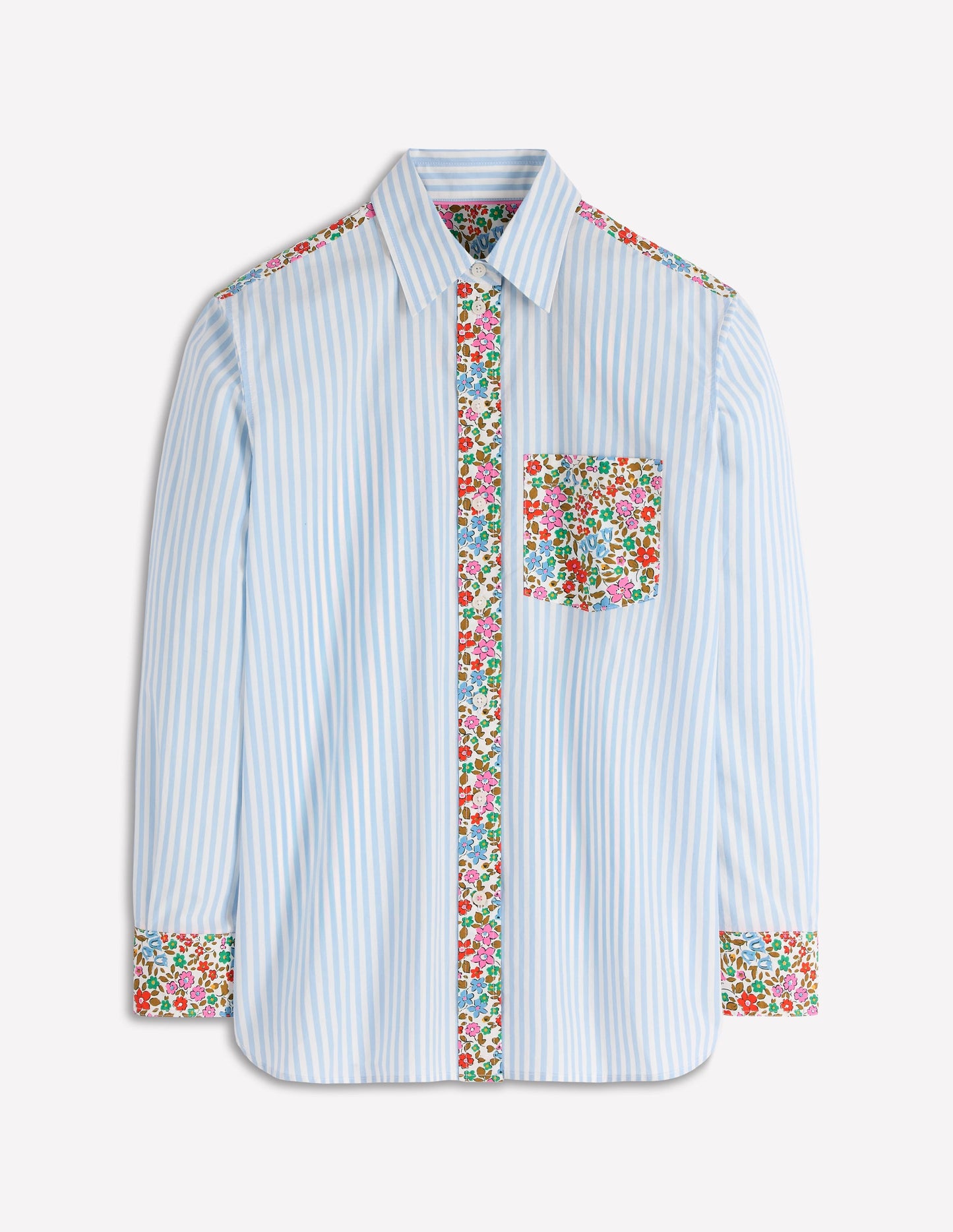 Sadie Relaxed Cotton Shirt-Blue Stripe, Flowerbed Hotch