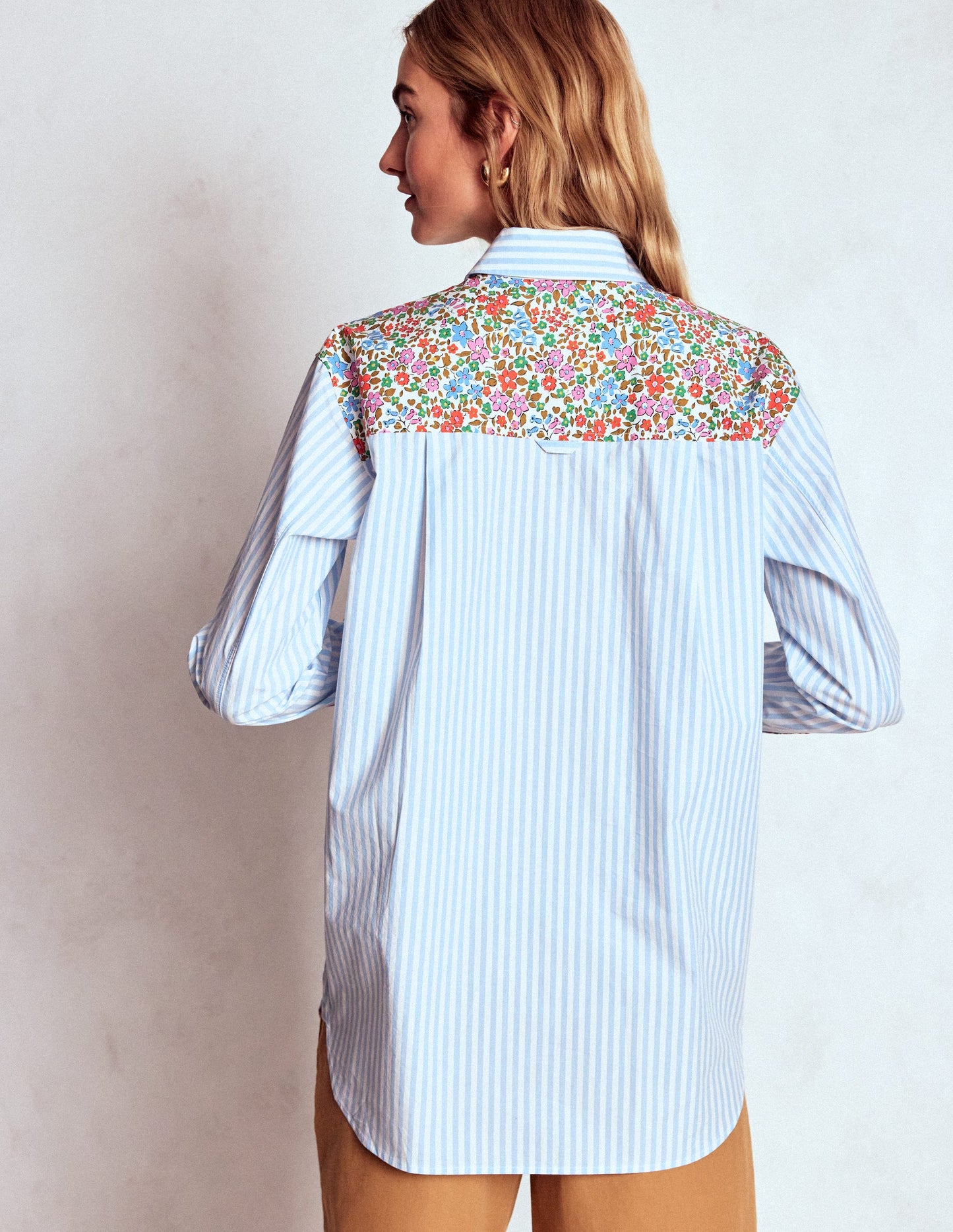 Sadie Relaxed Cotton Shirt-Blue Stripe, Flowerbed Hotch
