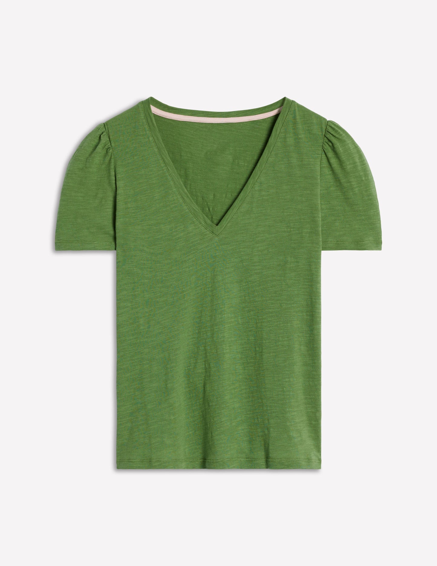 Short Sleeve V Neck T-shirt-Safari Green