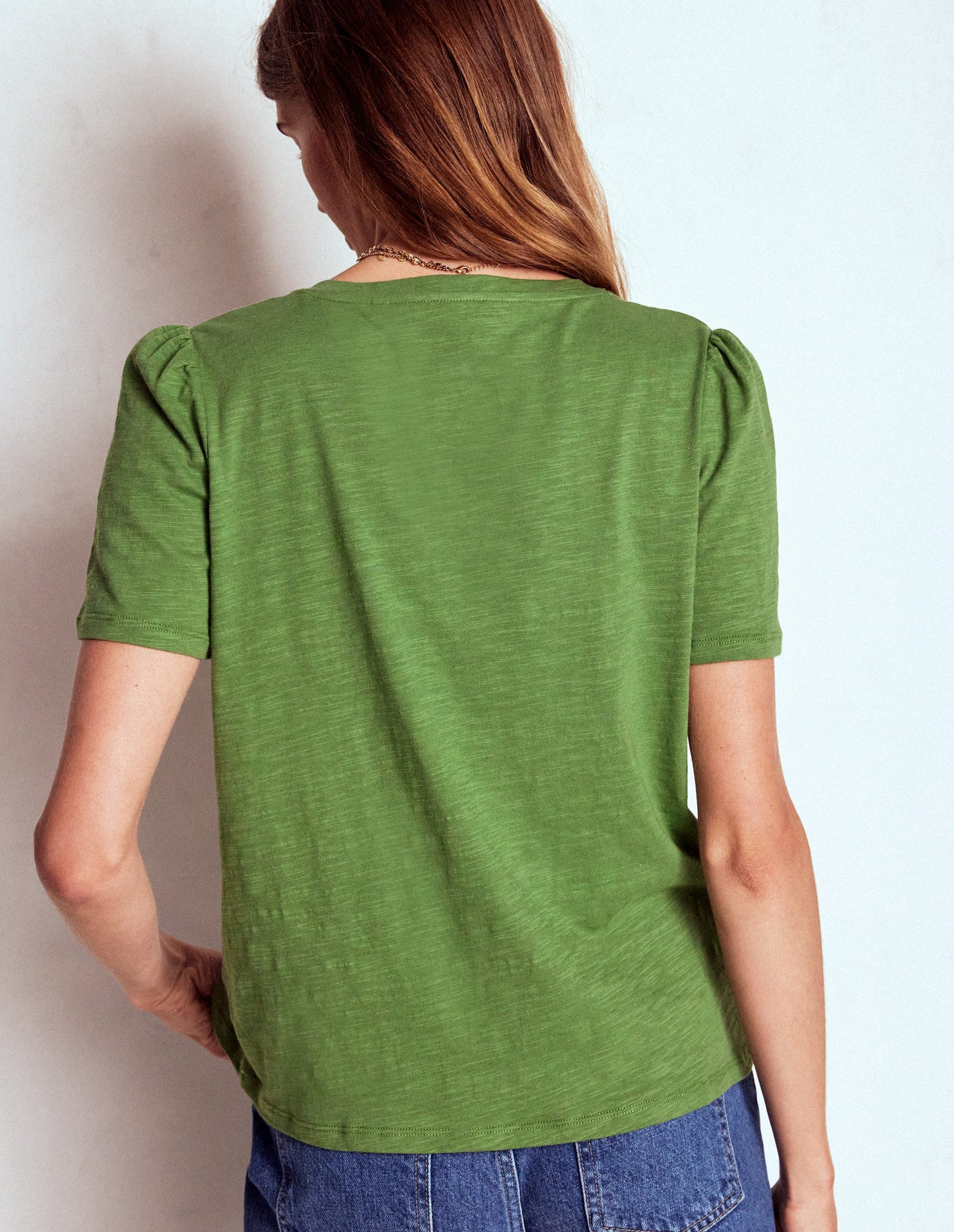 Short Sleeve V Neck T-shirt-Safari Green