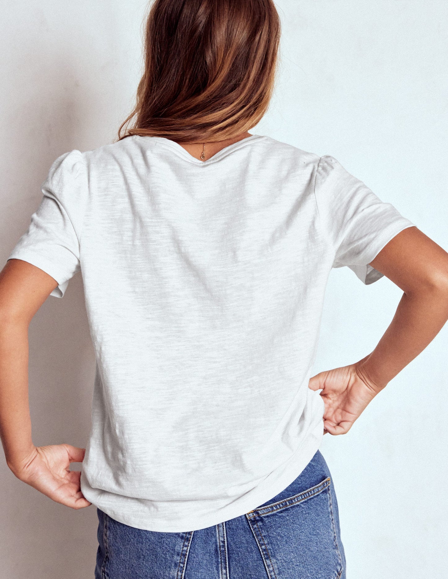 Short Sleeve V Neck T-shirt-White