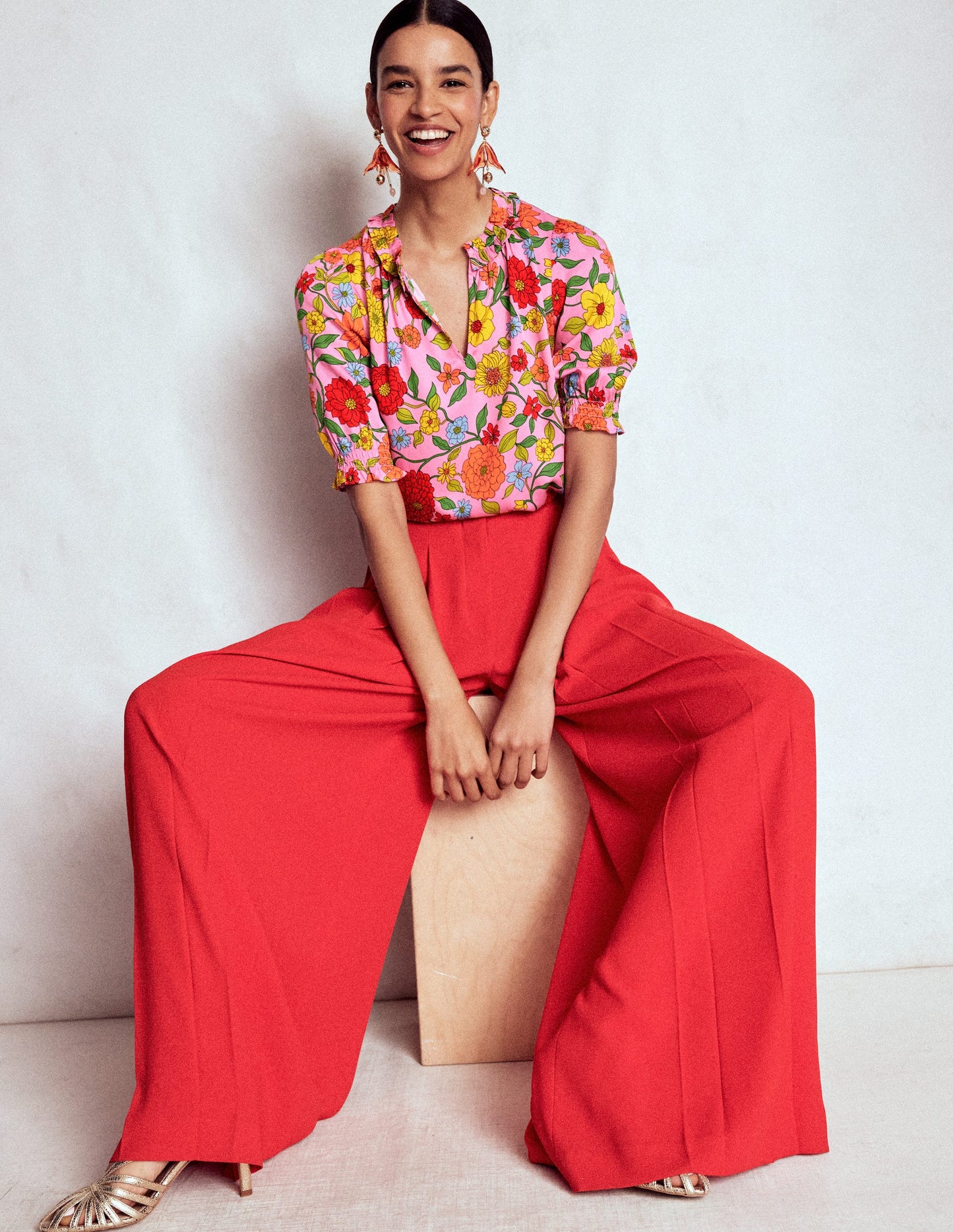 Ria Short Sleeve Top-Rose Bloom, Dahlia Trial
