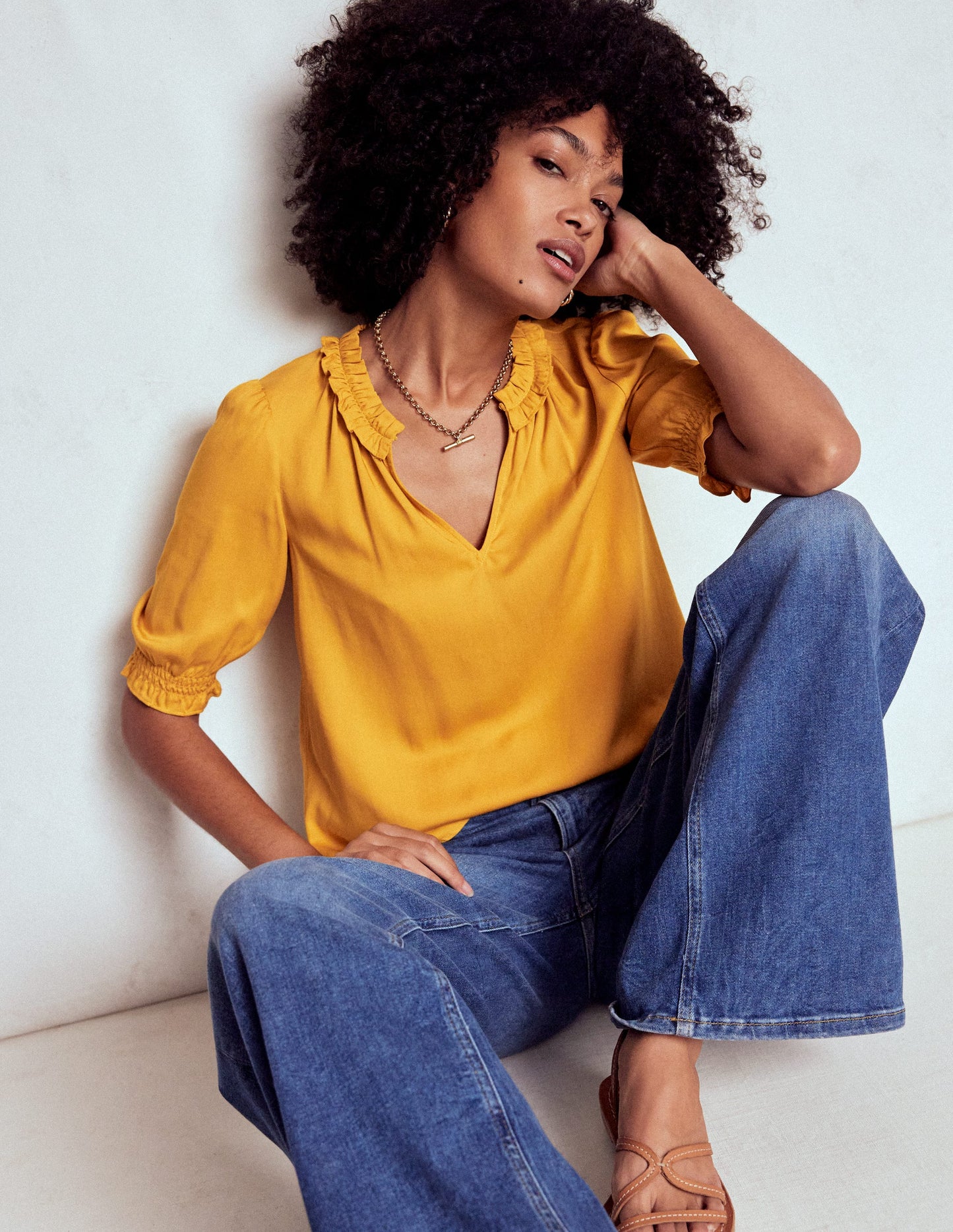 Ria Short Sleeve Top-Golden Rye