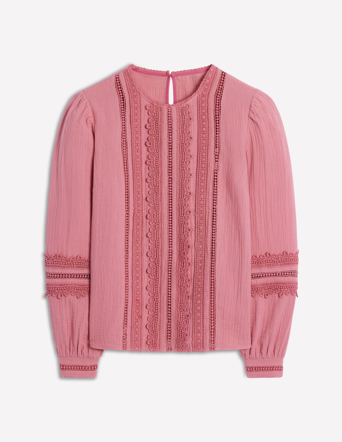 Trim Interest Double Cloth Top-Pink Heather
