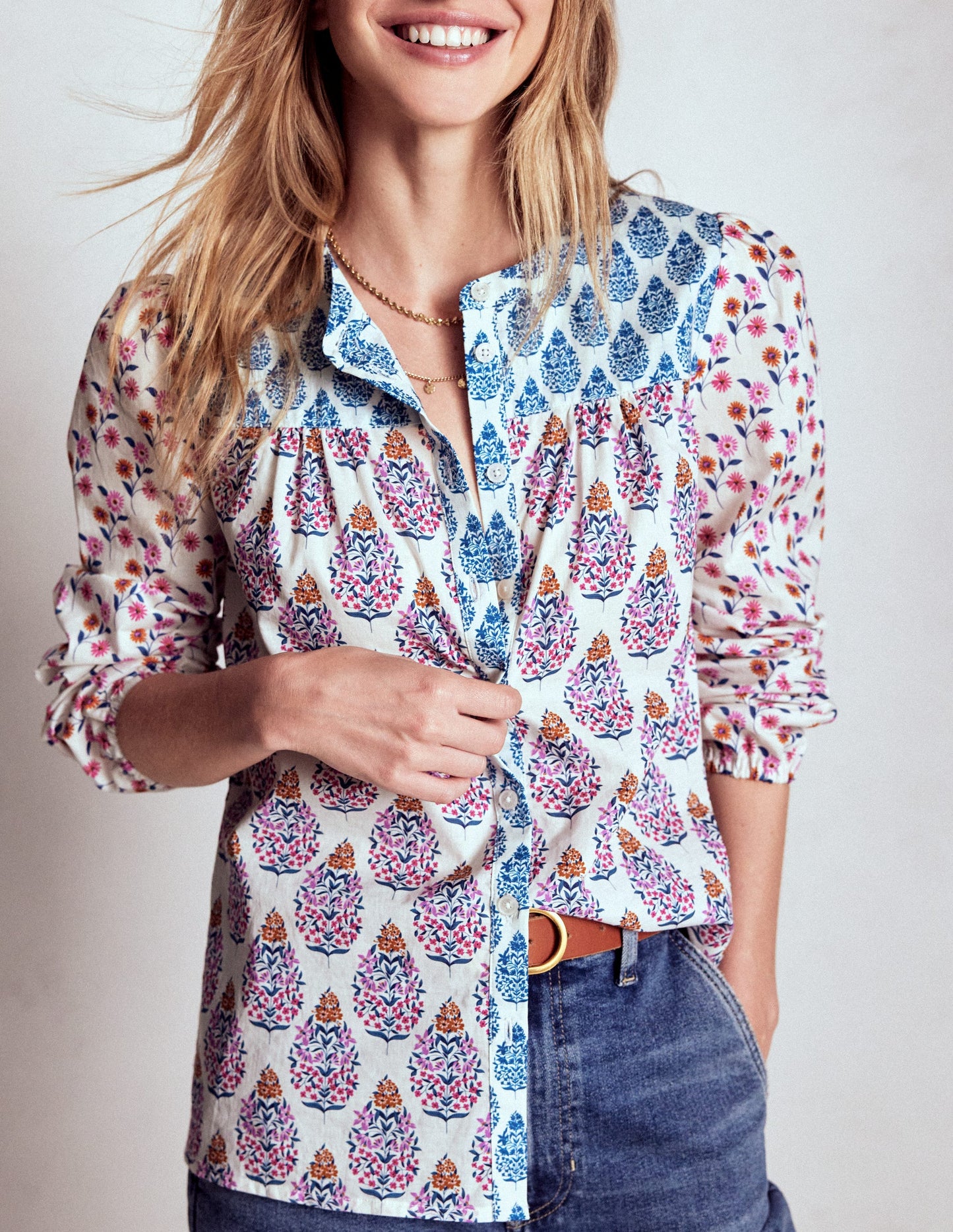 Corrine Cotton Top-Multi, Wildflower Bouquet