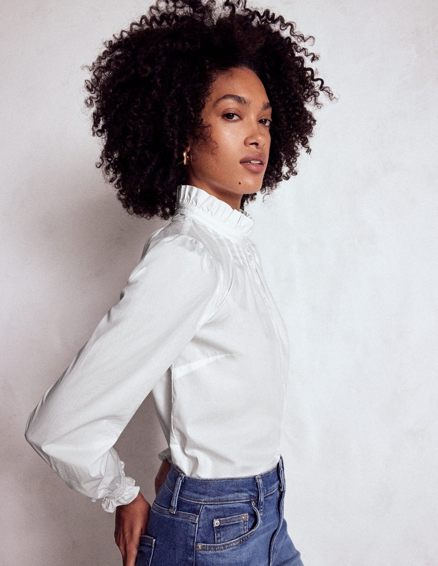 Lorna Pleated Cotton Top-White