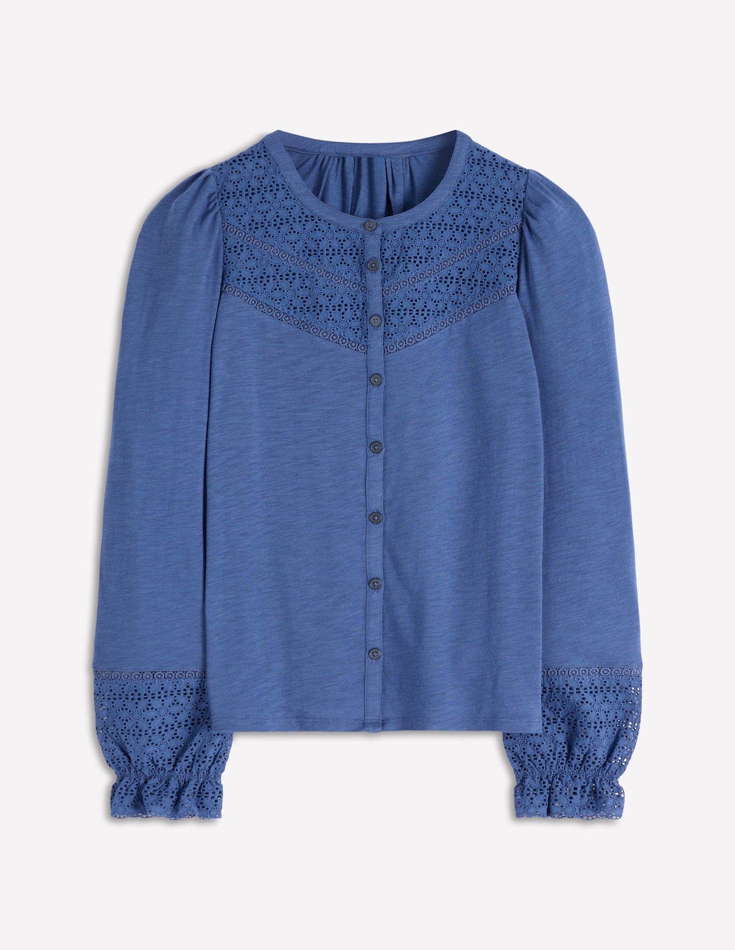 Pippa Broderie Jersey Shirt-Denim Blue