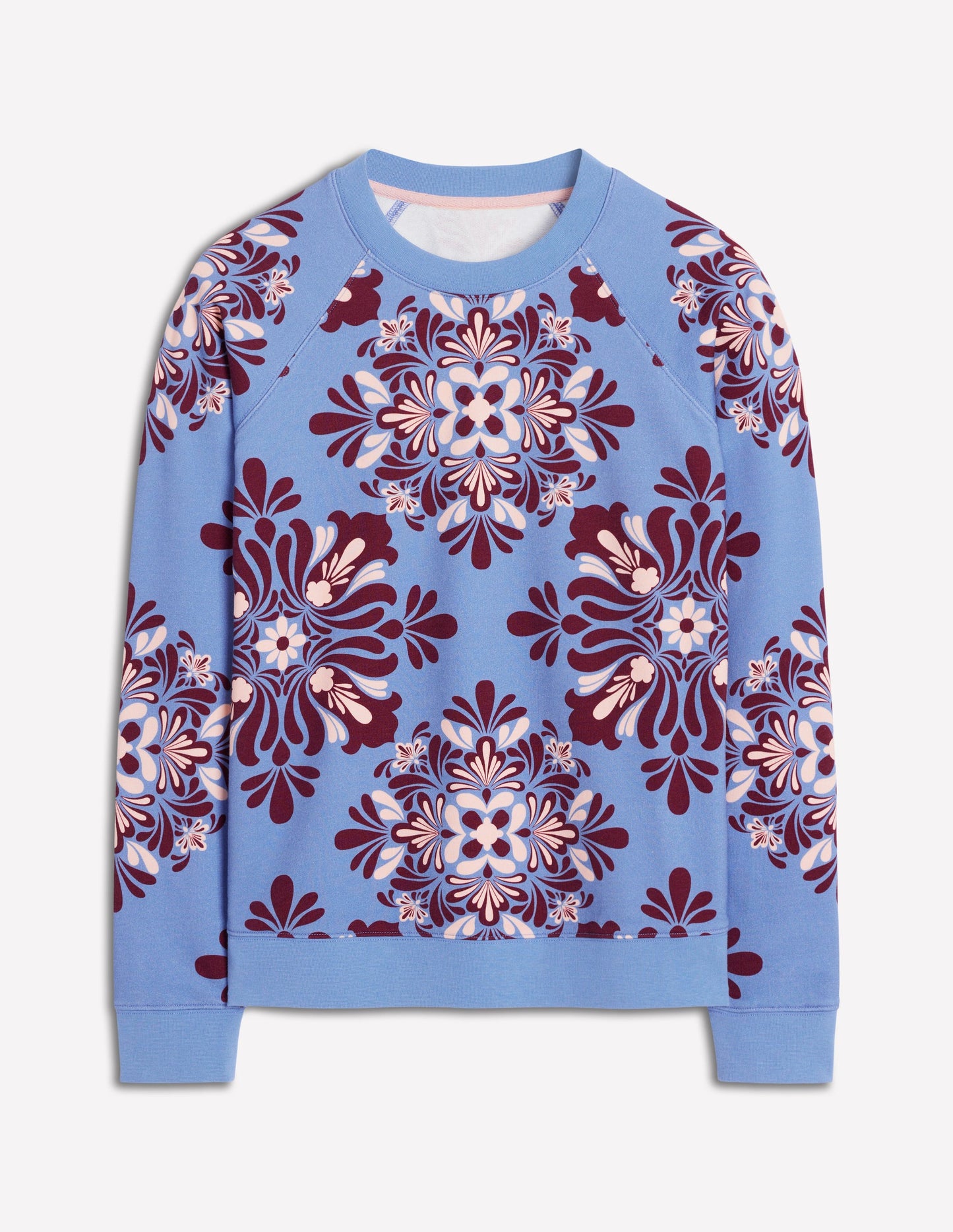 Rosa Printed Sweatshirt-Soft Blue, Bloom Mosaic