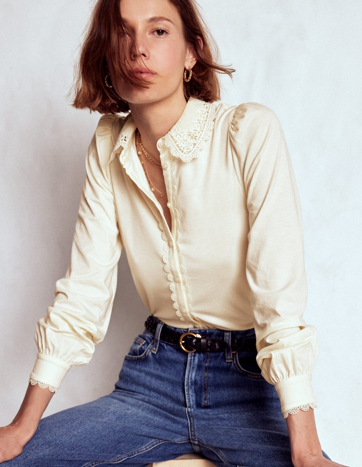 Lace Collar Blouse-Ivory