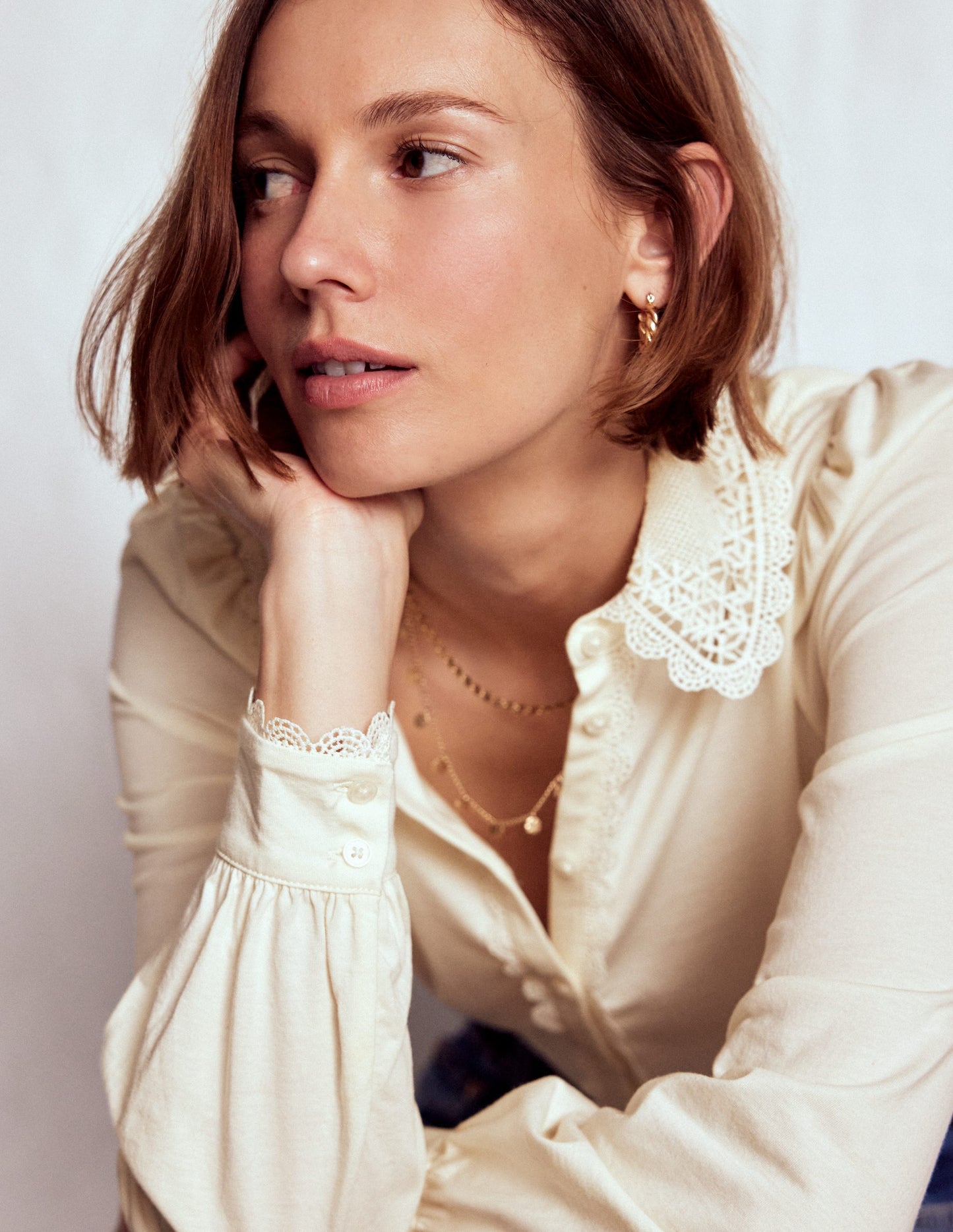 Lace Collar Blouse-Ivory