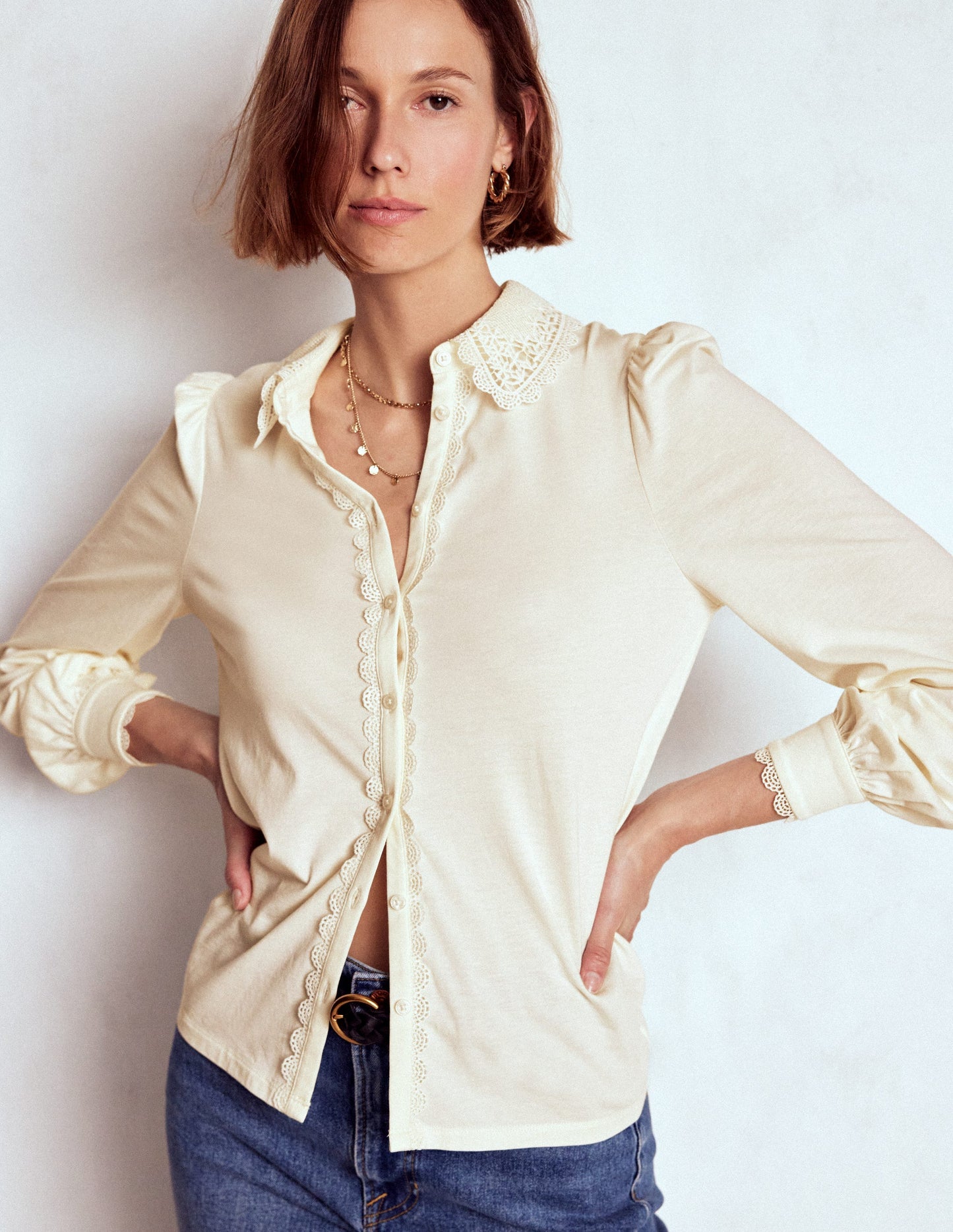 Lace Collar Blouse-Ivory