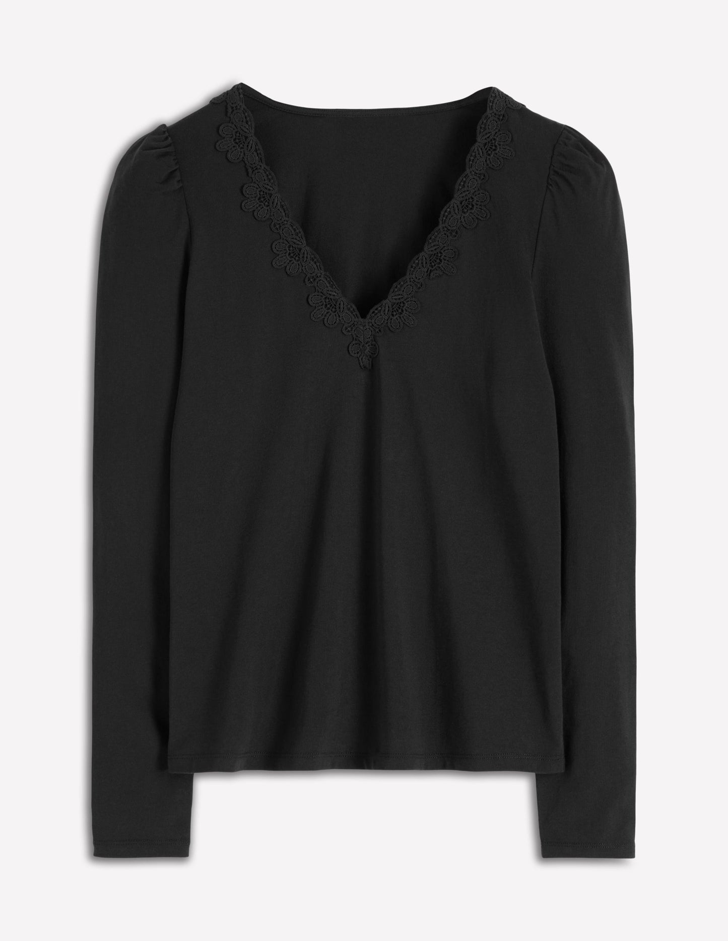 Flora Lace V-neck Top-Black
