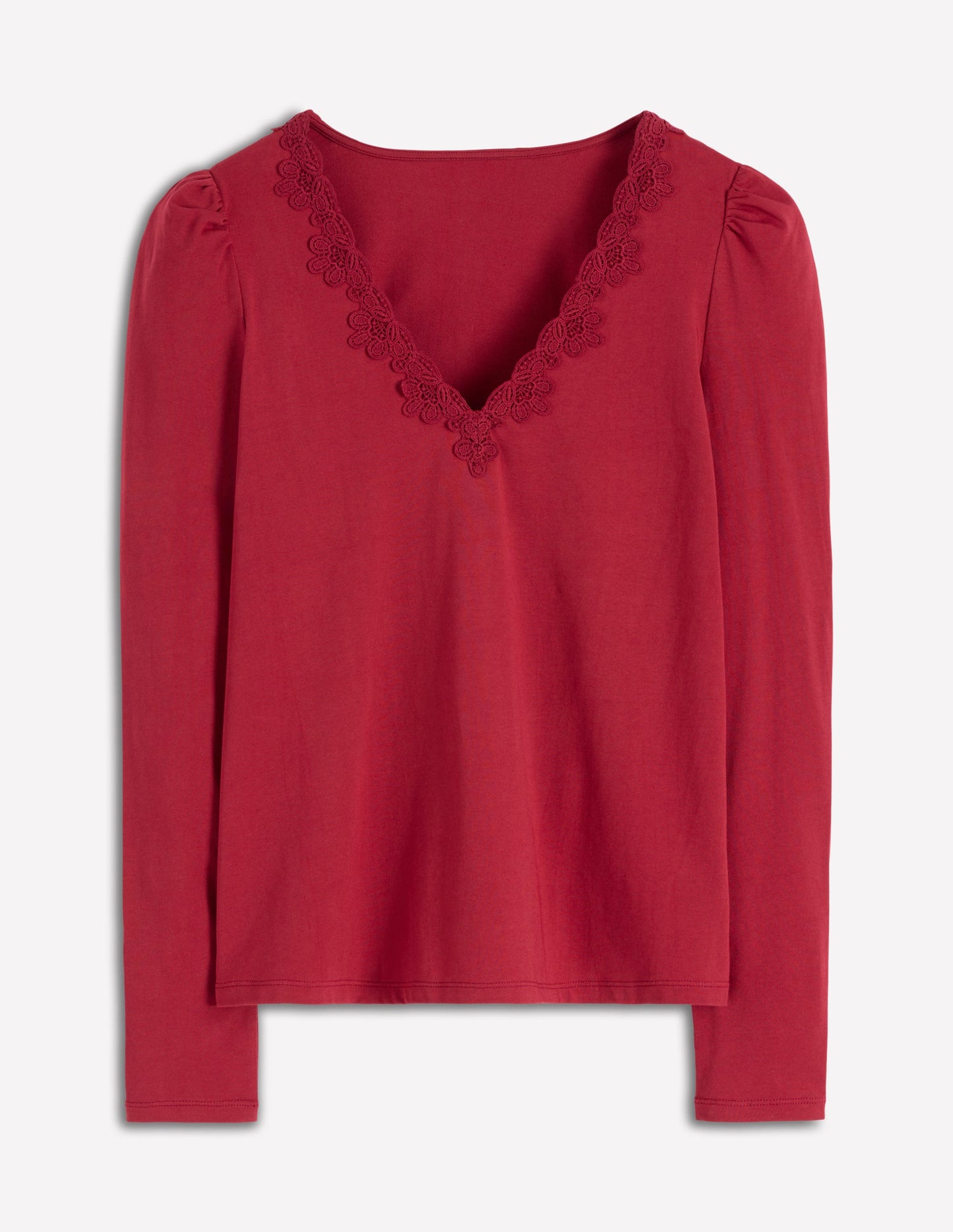 Flora Lace V-neck Top-Burgundy Red