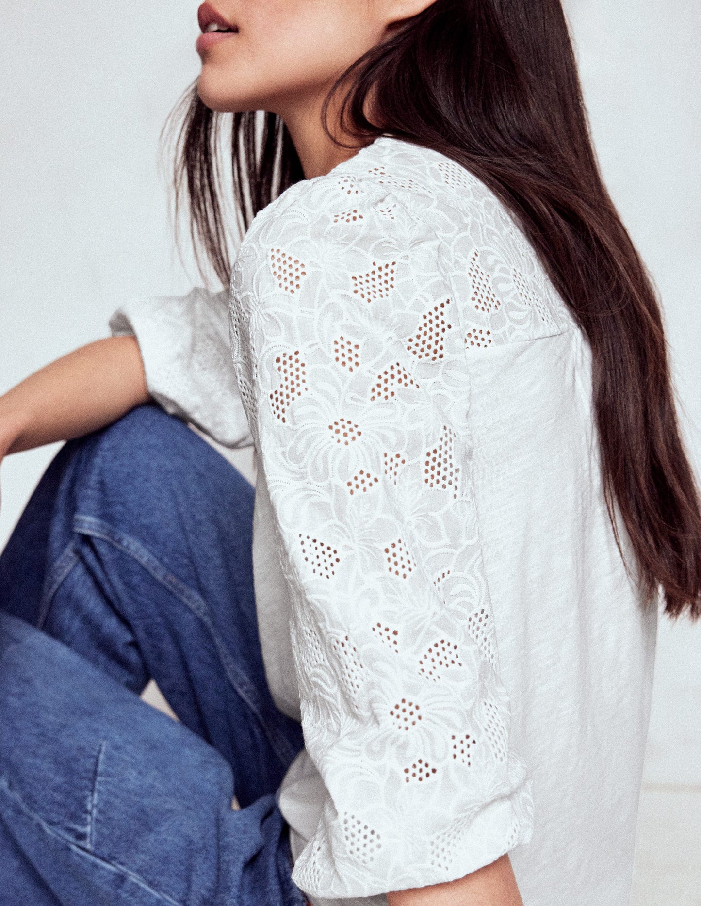May Broderie Top-White